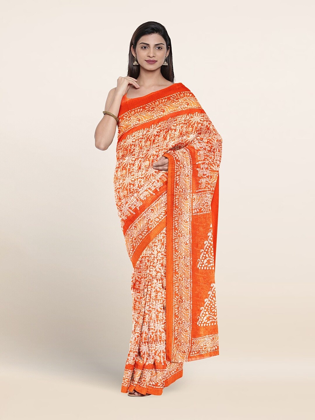 

Pothys Batik Printed Saree, Orange
