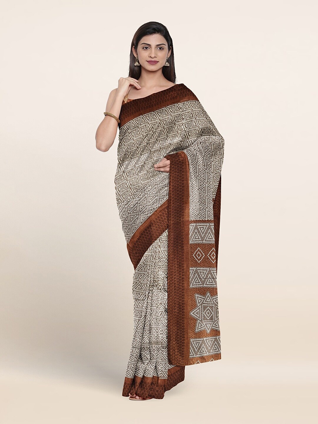 

Pothys Geometric Printed Saree, Grey