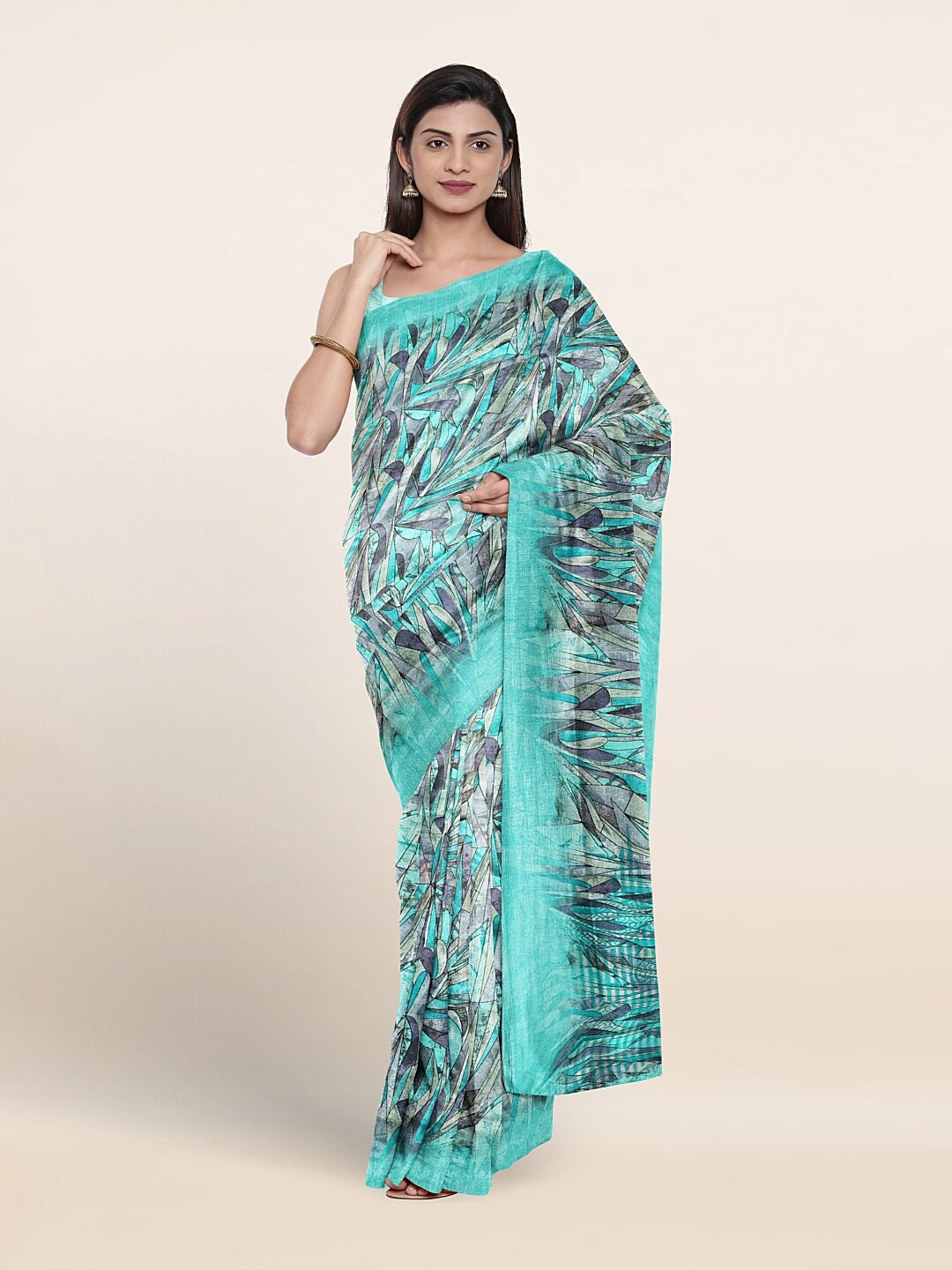 

Pothys Abstract Printed Saree, Turquoise blue