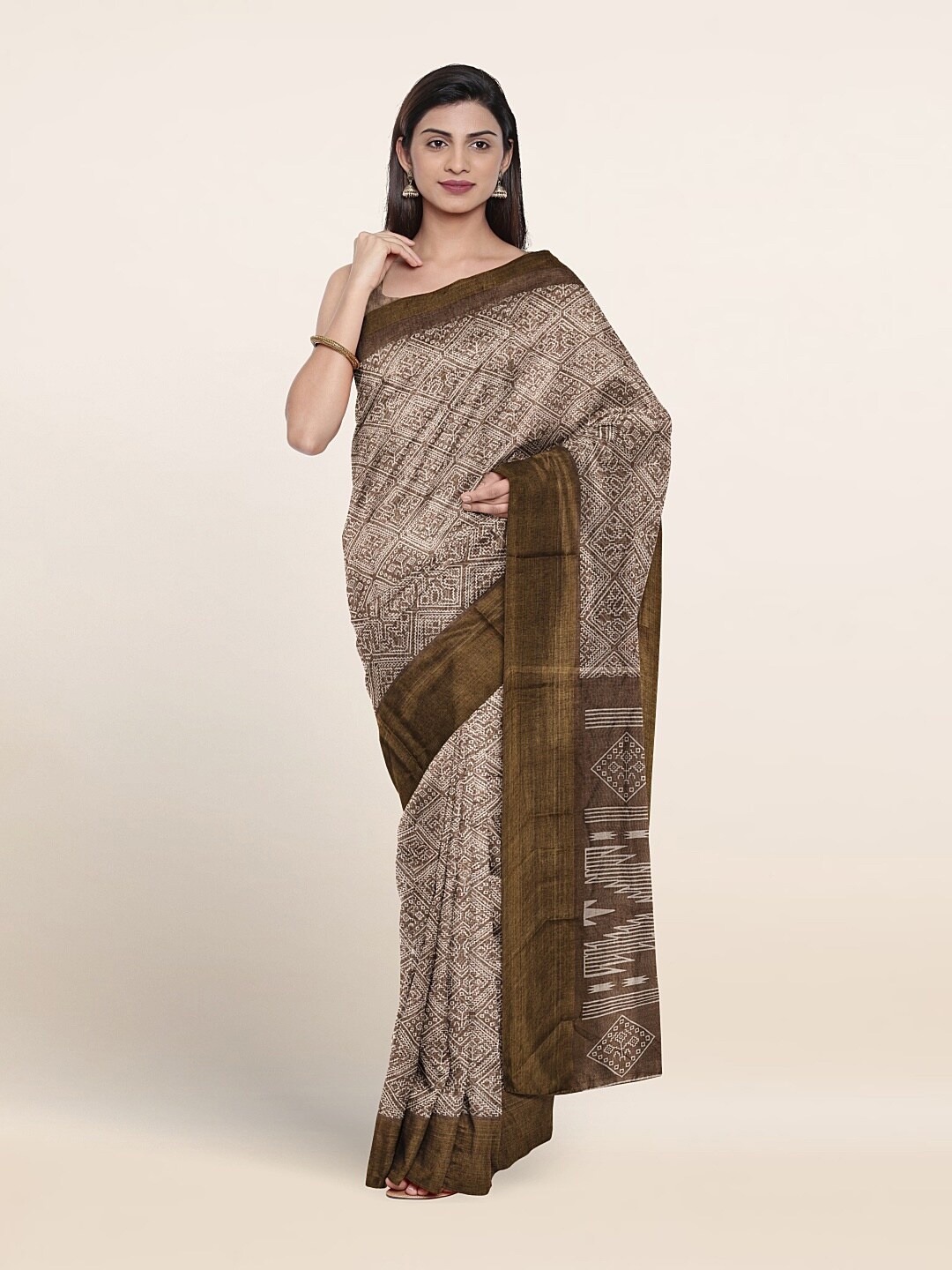 

Pothys Ethnic Motifs Printed Saree, Grey