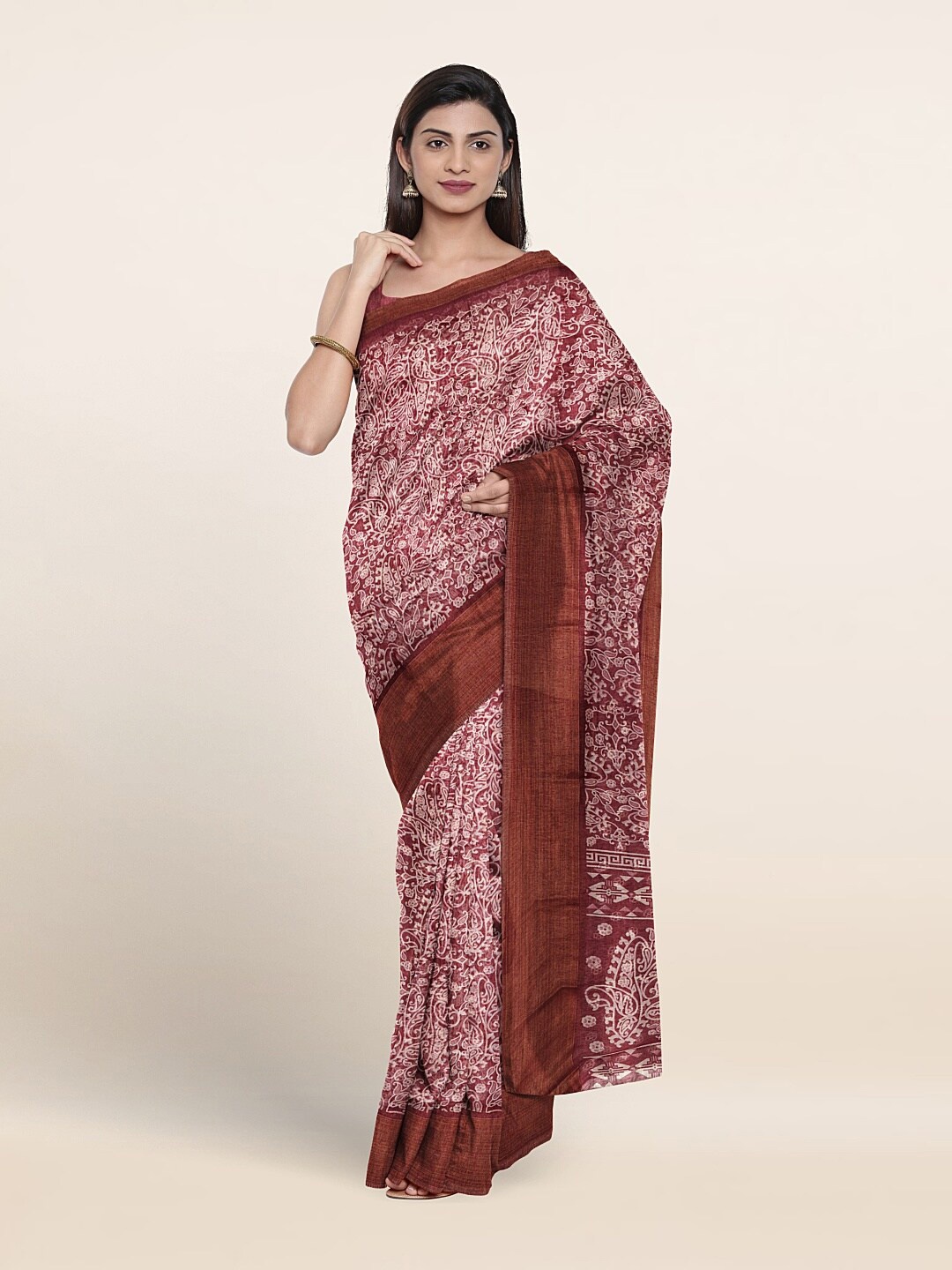 

Pothys Paisley Printed Saree, Maroon