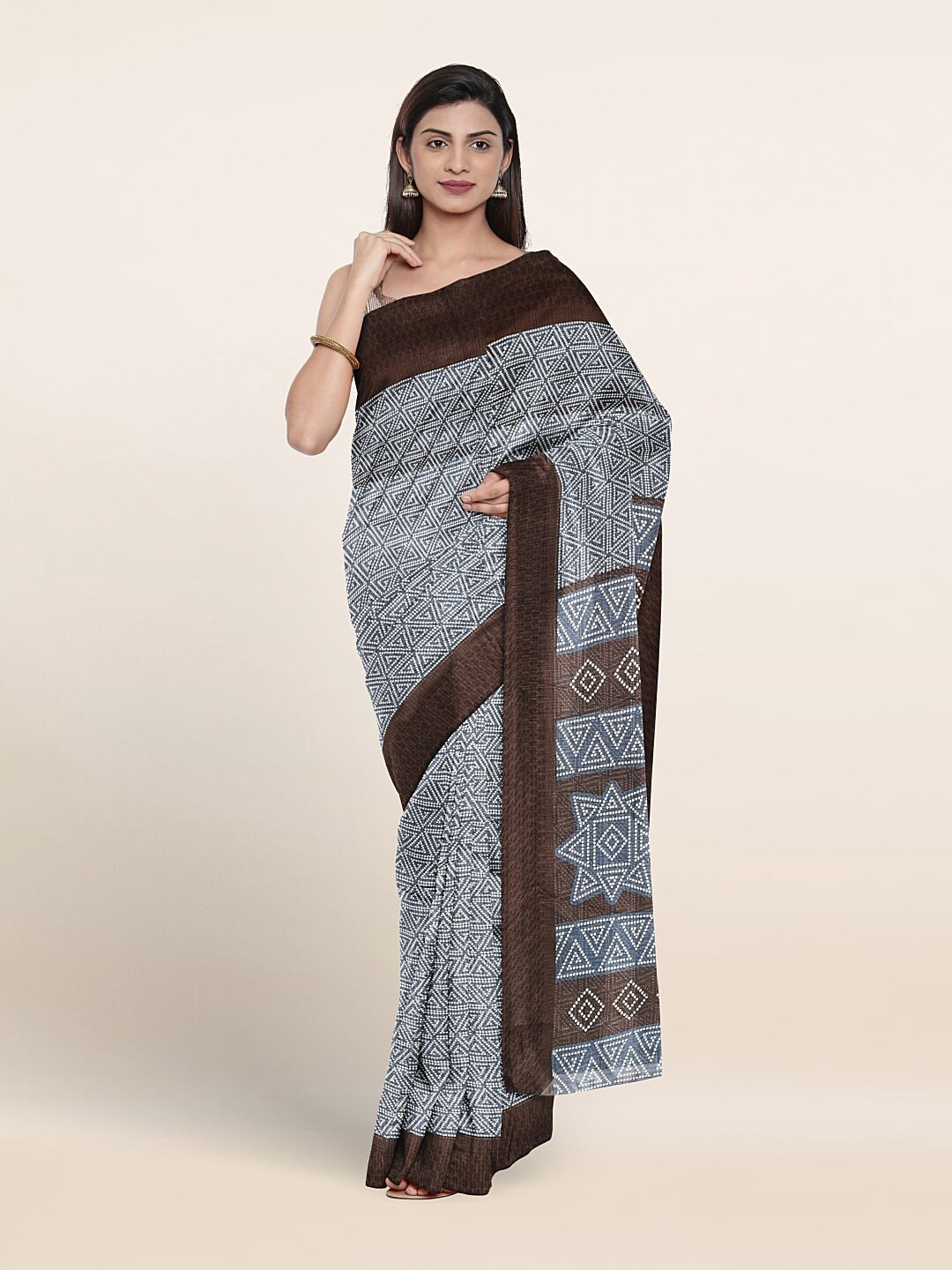 

Pothys Geometric Printed Saree, Blue