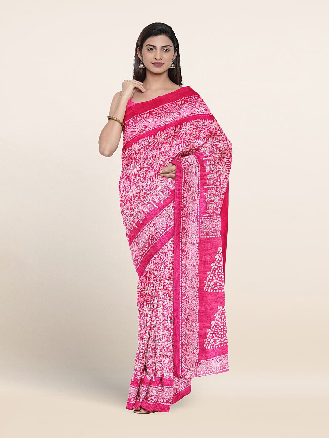

Pothys Batik Printed Saree, Pink