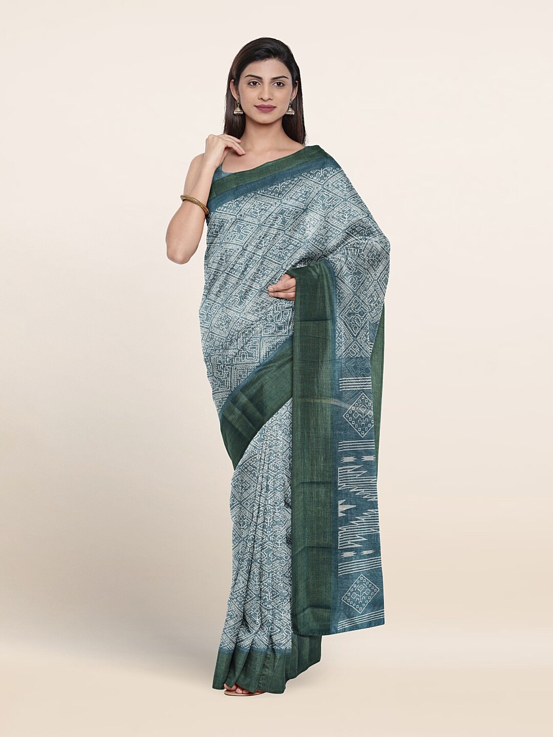 

Pothys Geometric Printed Saree, Blue