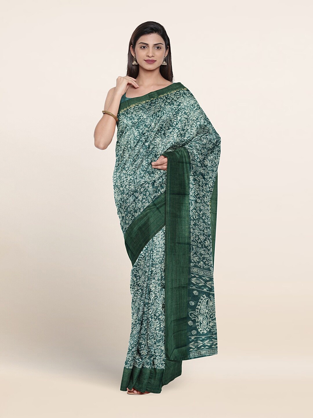 

Pothys Paisley Printed Saree, Green