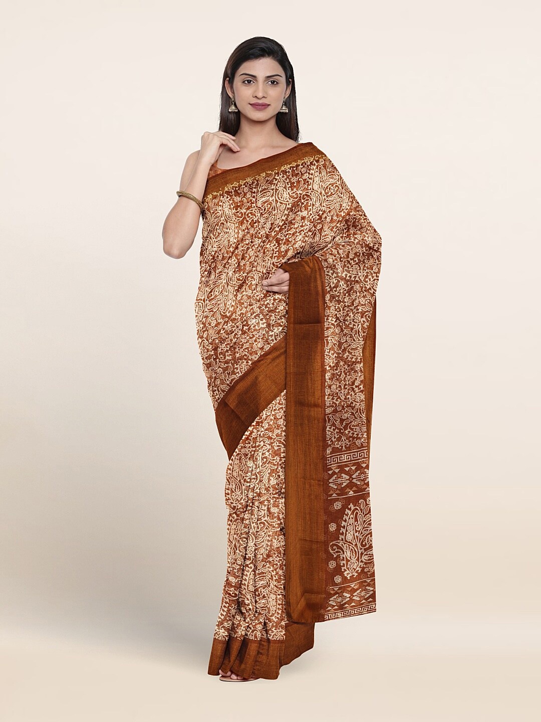 

Pothys Paisley Printed Saree, Rust