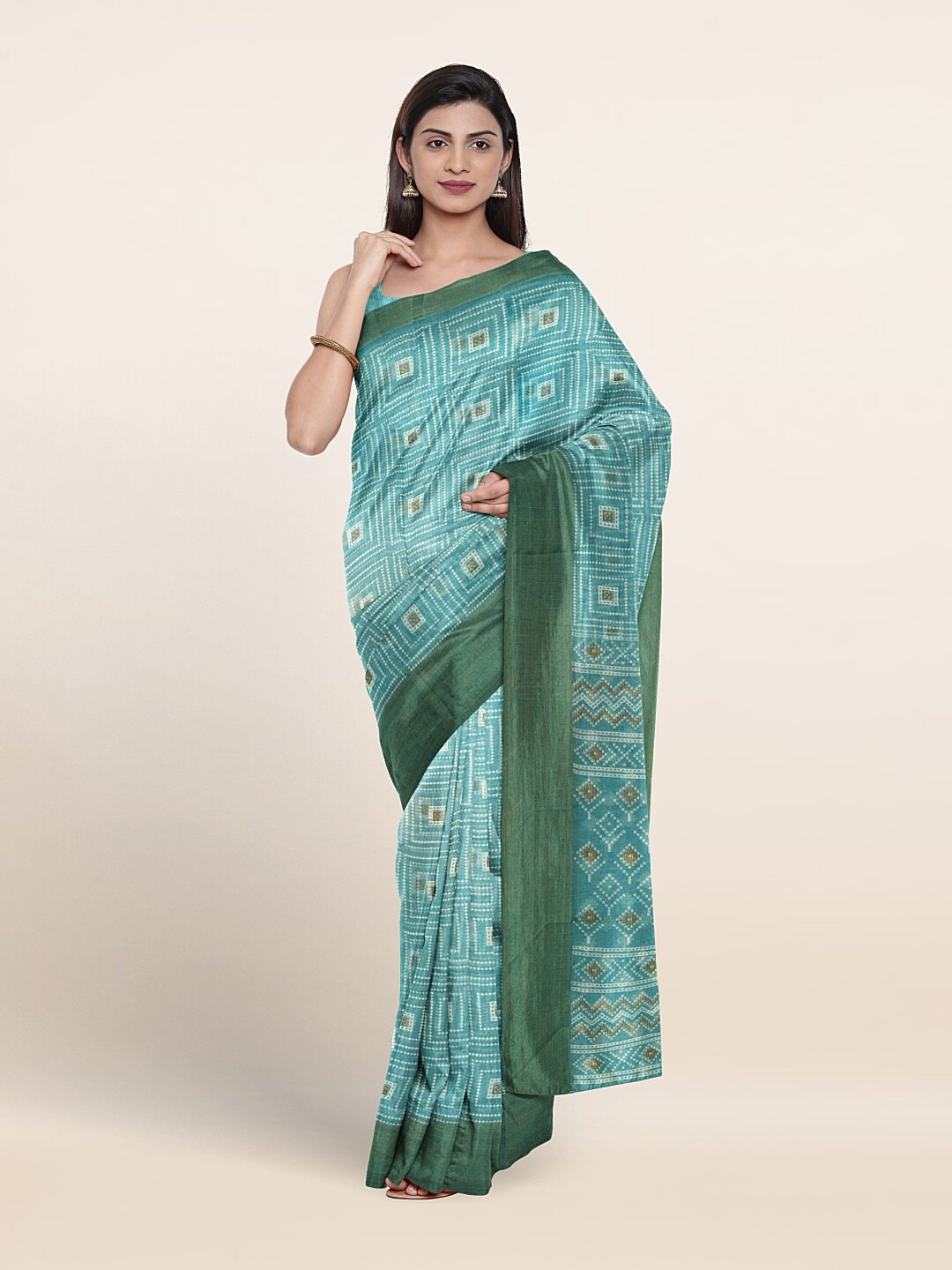 

Pothys Geometric Printed Saree, Blue