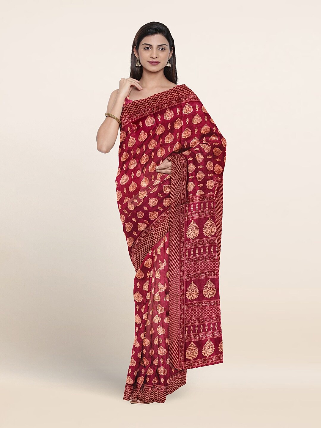 

Pothys Ethnic Motifs Printed Saree, Purple