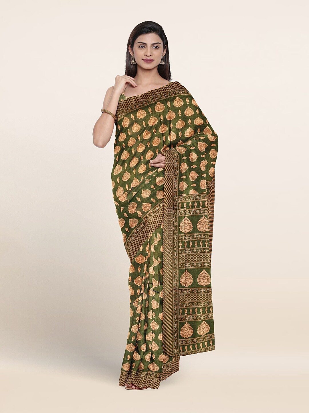 

Pothys Ethnic Motifs Printed Saree, Green