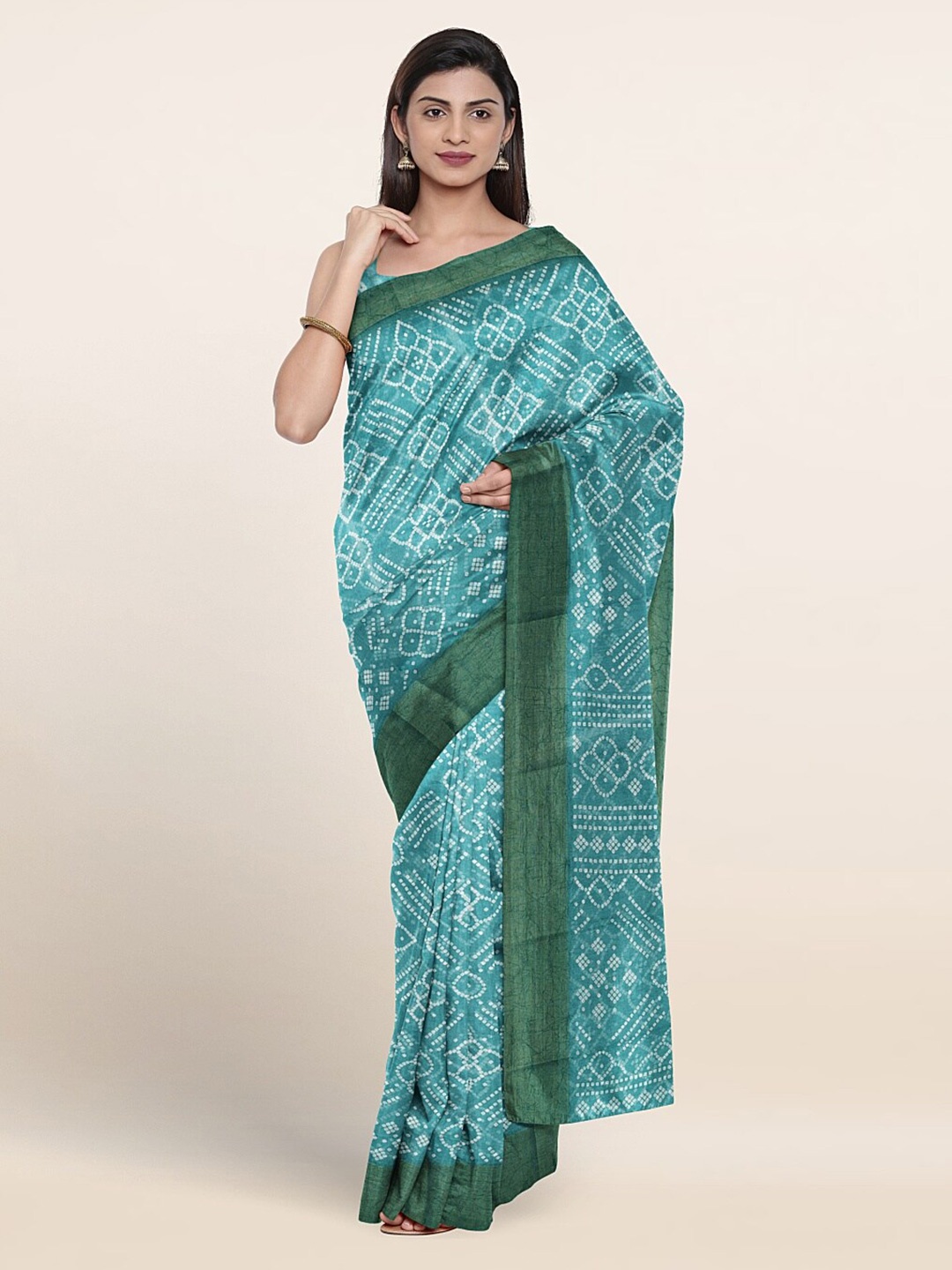 

Pothys Bandhani Saree, Green