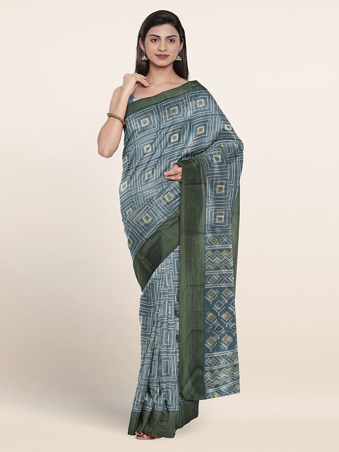 

Pothys Geometric Printed Saree, Blue