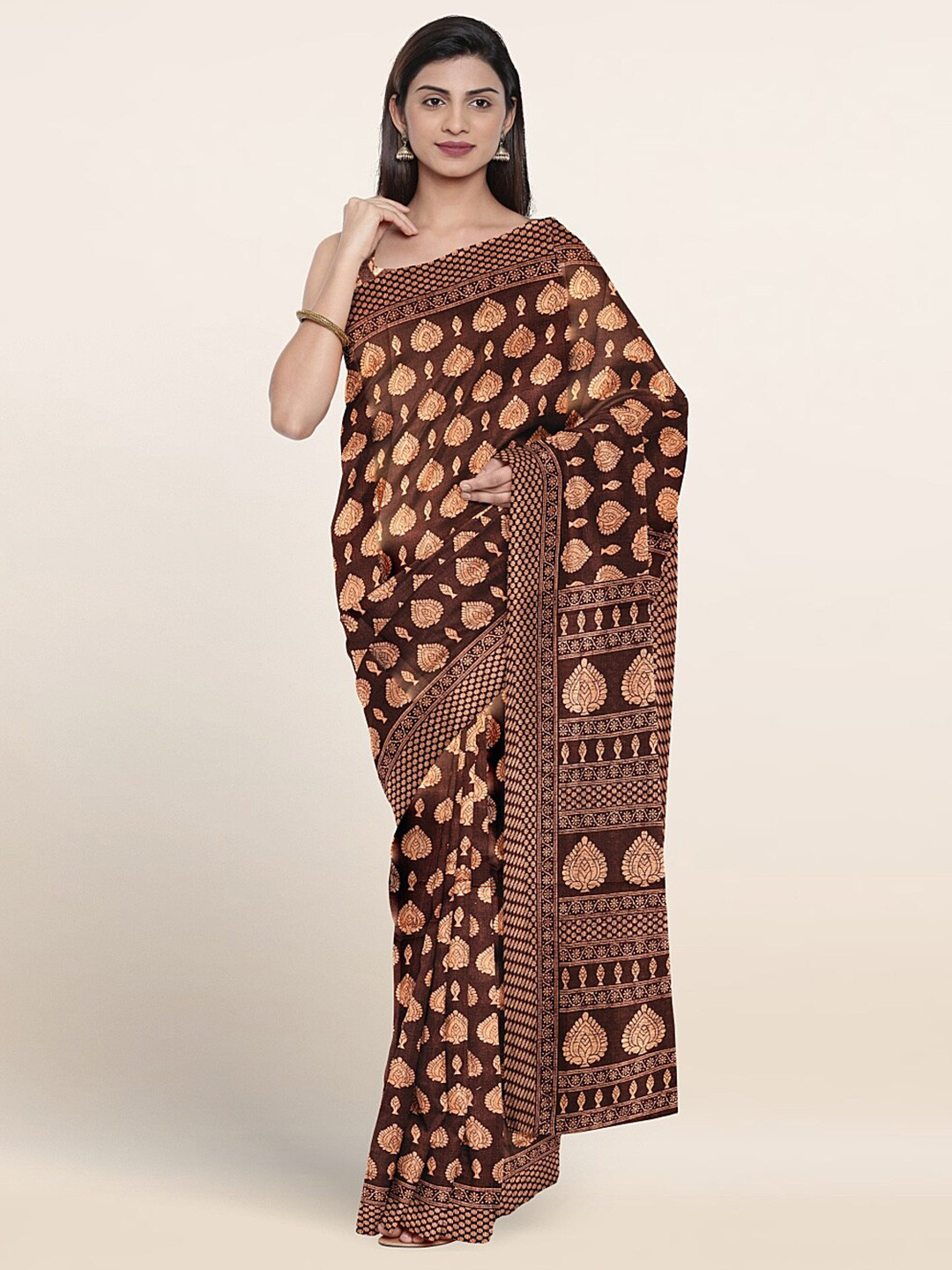 

Pothys Ethnic Motifs Printed Saree, Brown