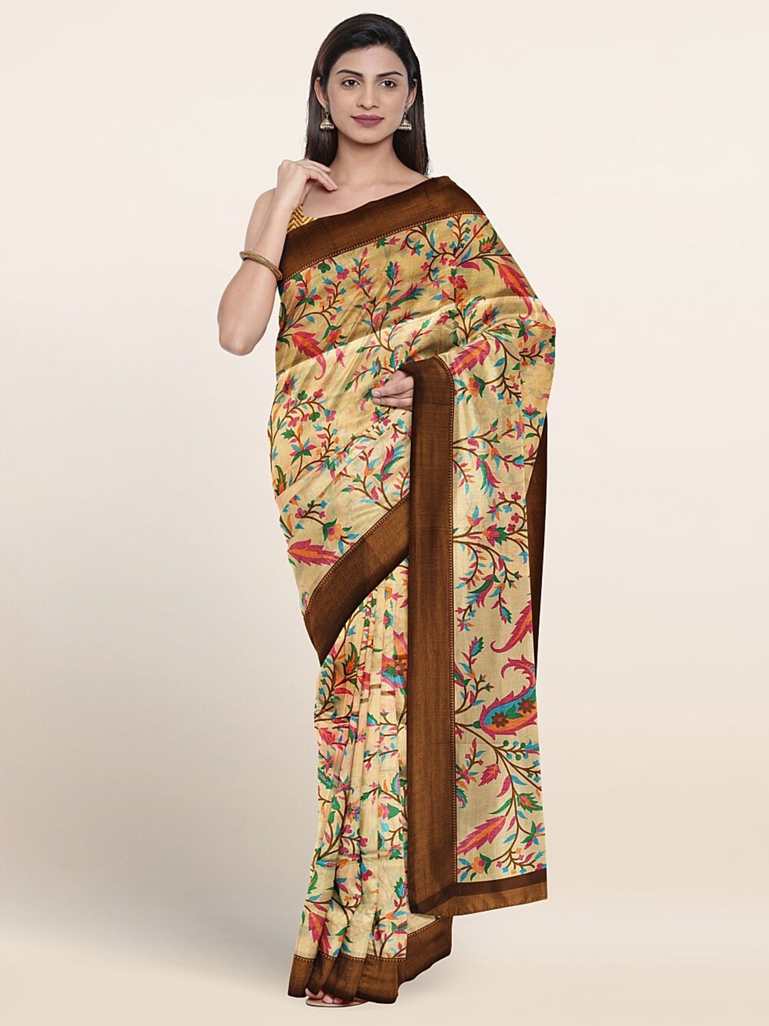 

Pothys Floral Printed Saree, Cream