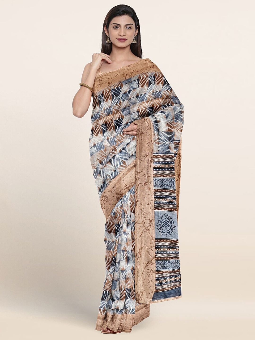 

Pothys Geometric Printed Saree, Grey