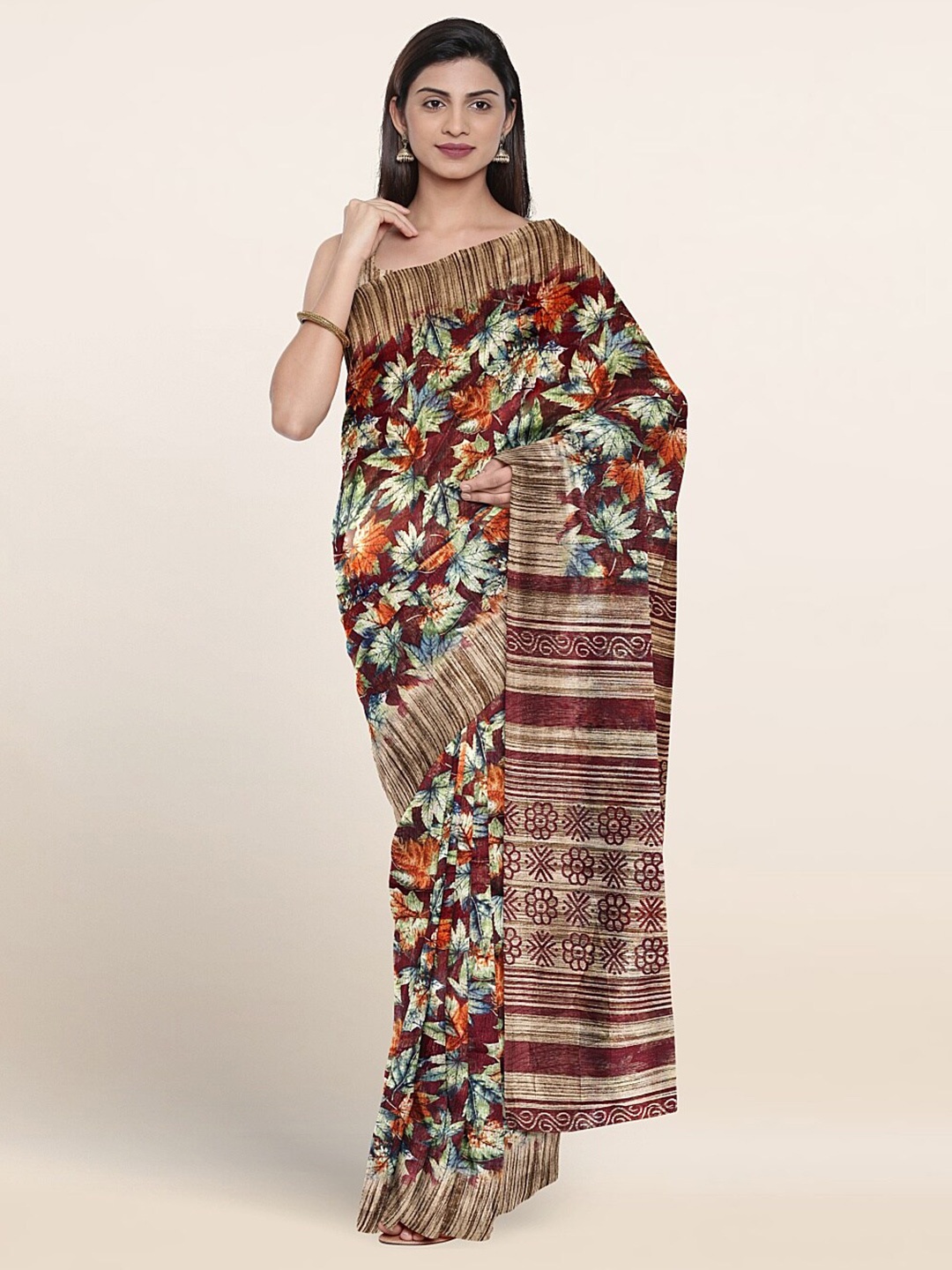 

Pothys Floral Printed Cotton Saree, Maroon