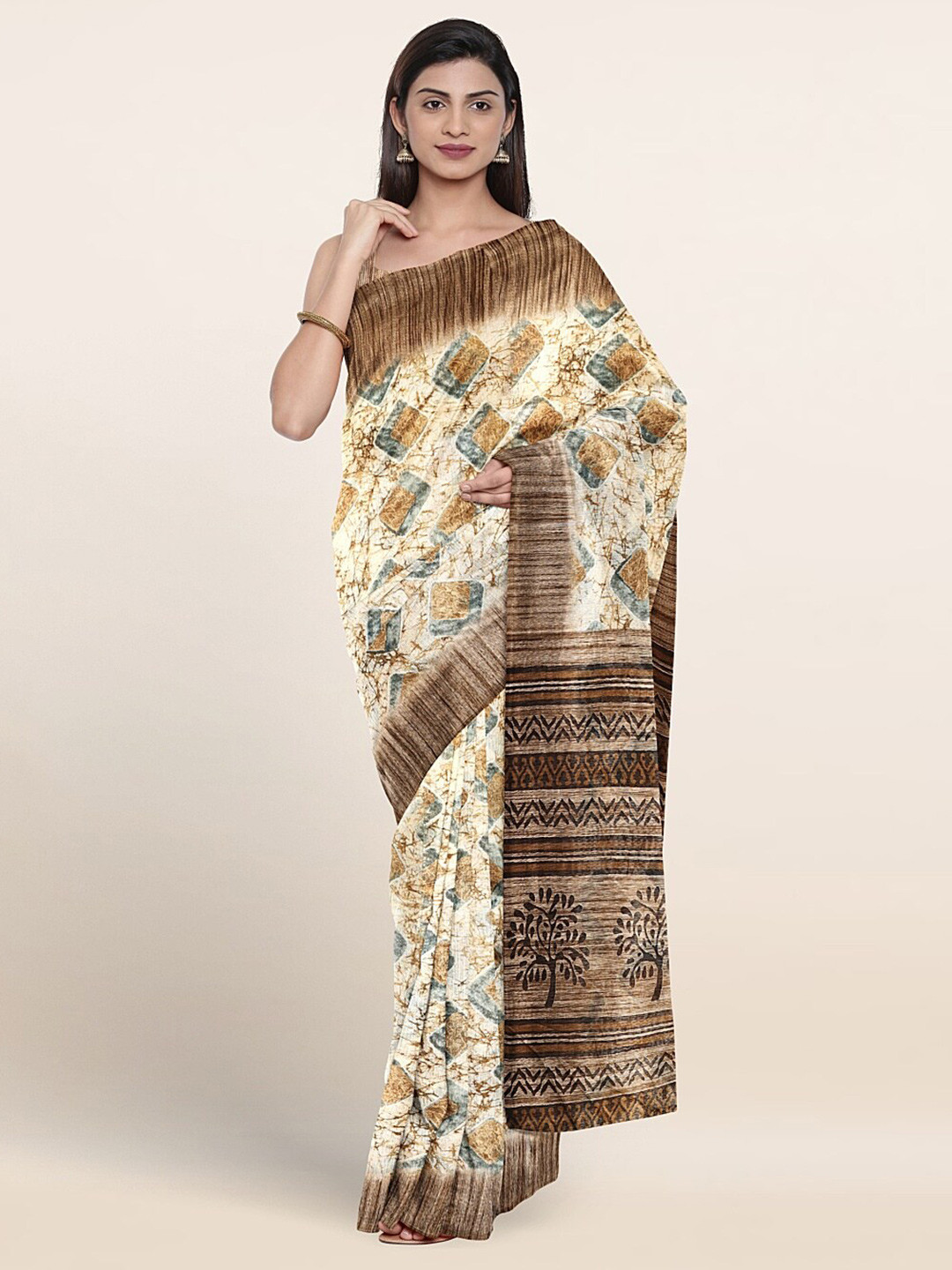 

Pothys Ethnic Motifs Printed Saree, Cream