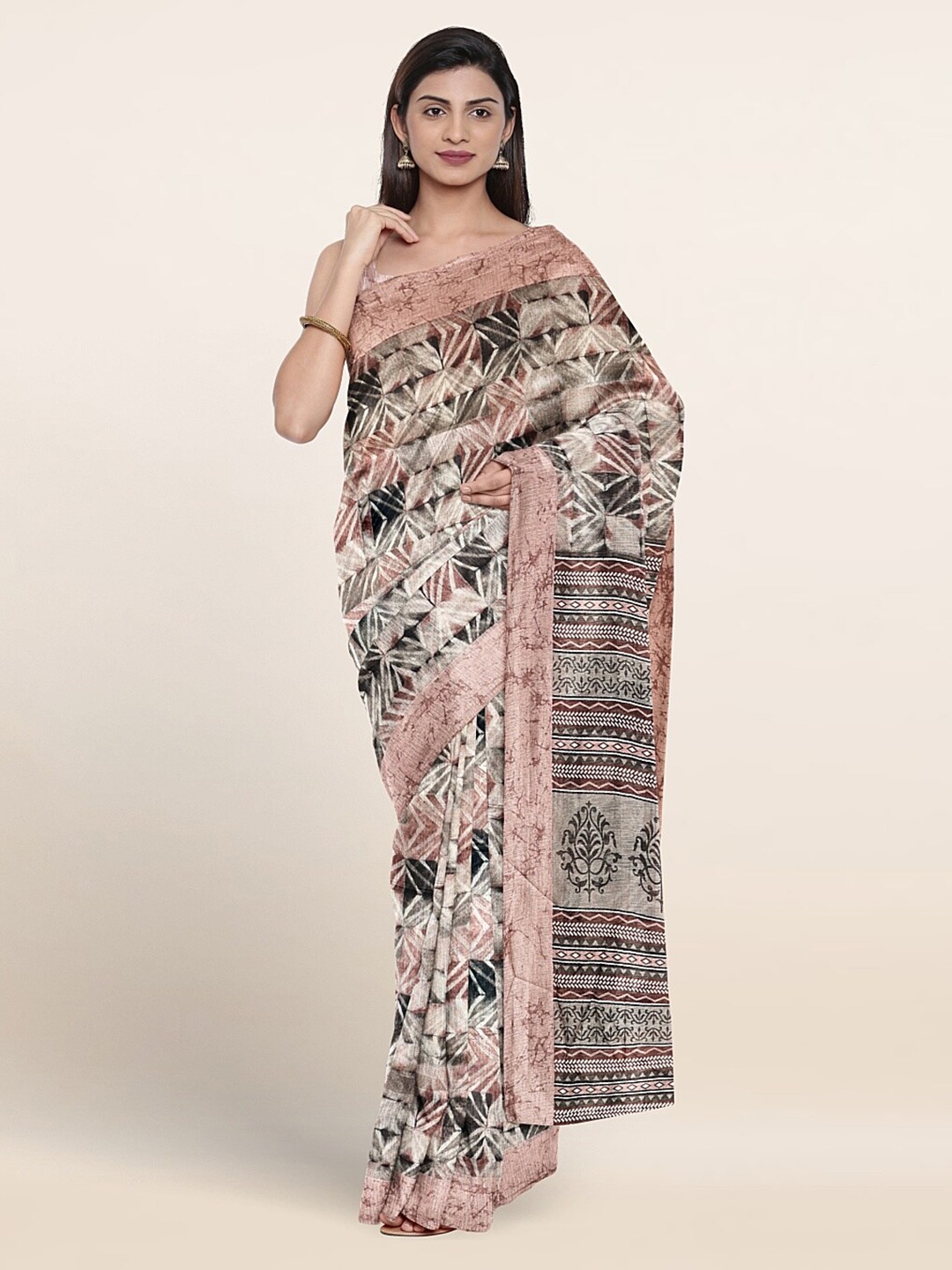 

Pothys Geometric Printed Saree, White