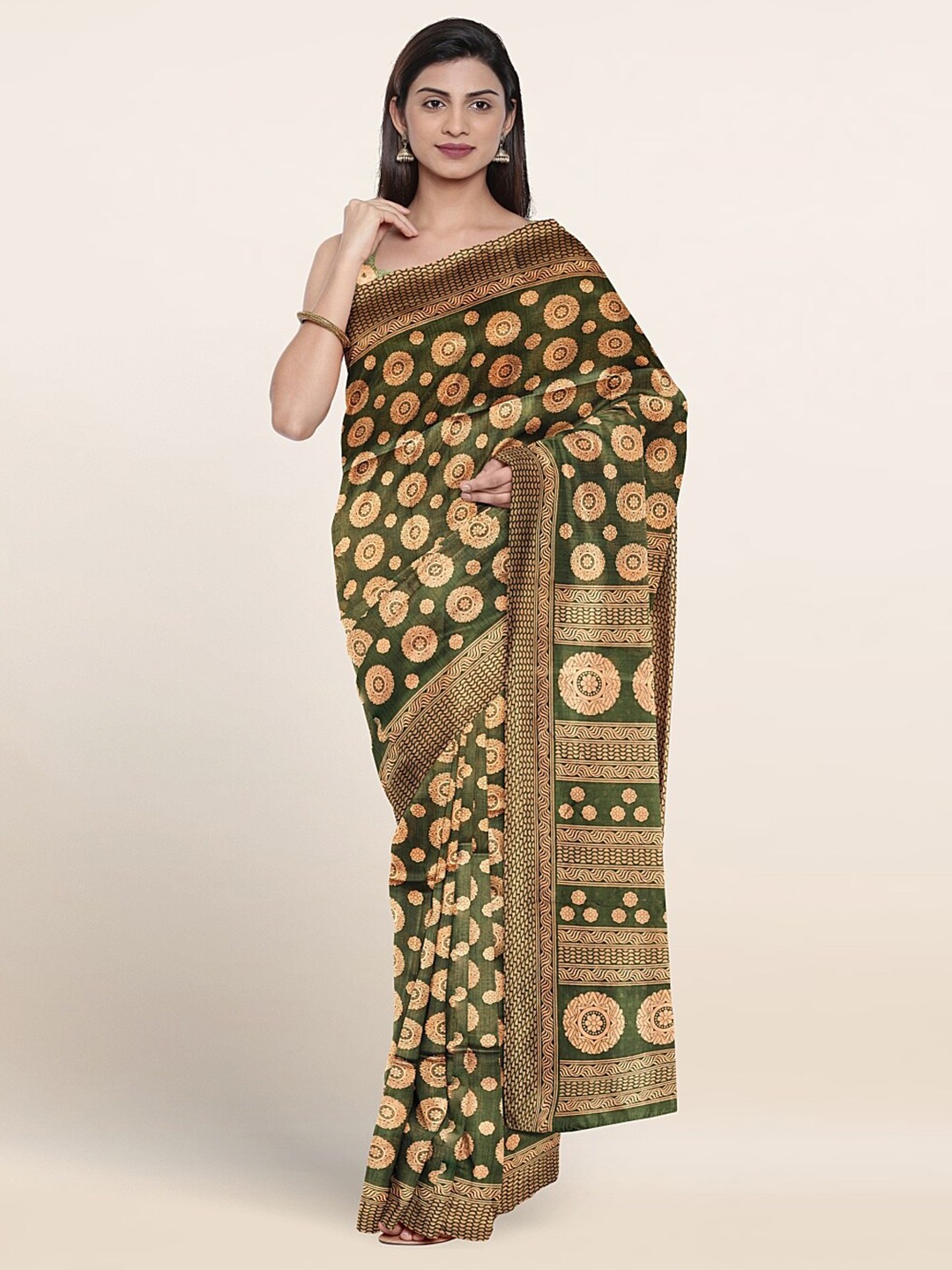 

Pothys Ethnic Motifs Printed Saree, Green