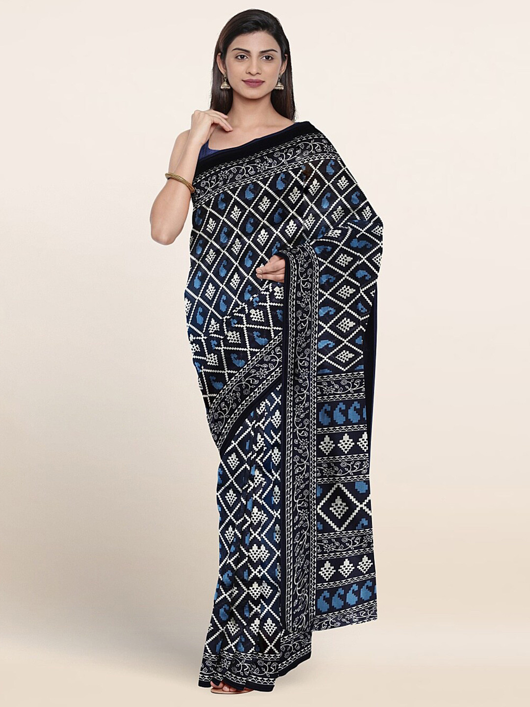 

Pothys Geometric Printed Saree, Blue
