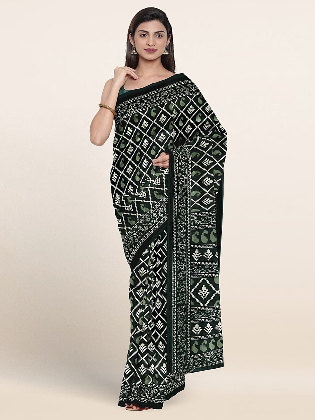 

Pothys Ethnic Motifs Printed Saree, Green
