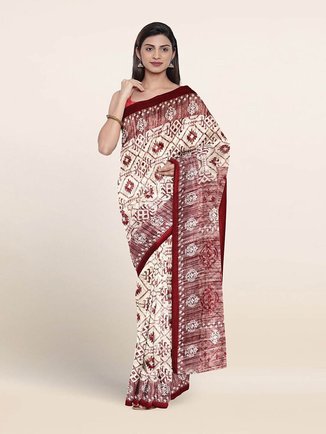 

Pothys Ethnic Motifs Printed Saree, Cream