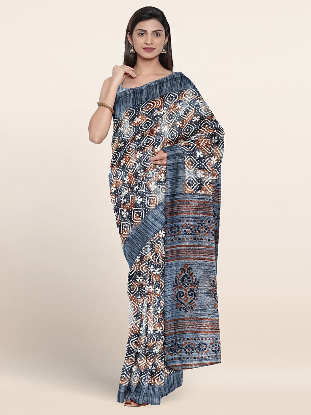 

Pothys Ethnic Motifs Printed Saree, Blue