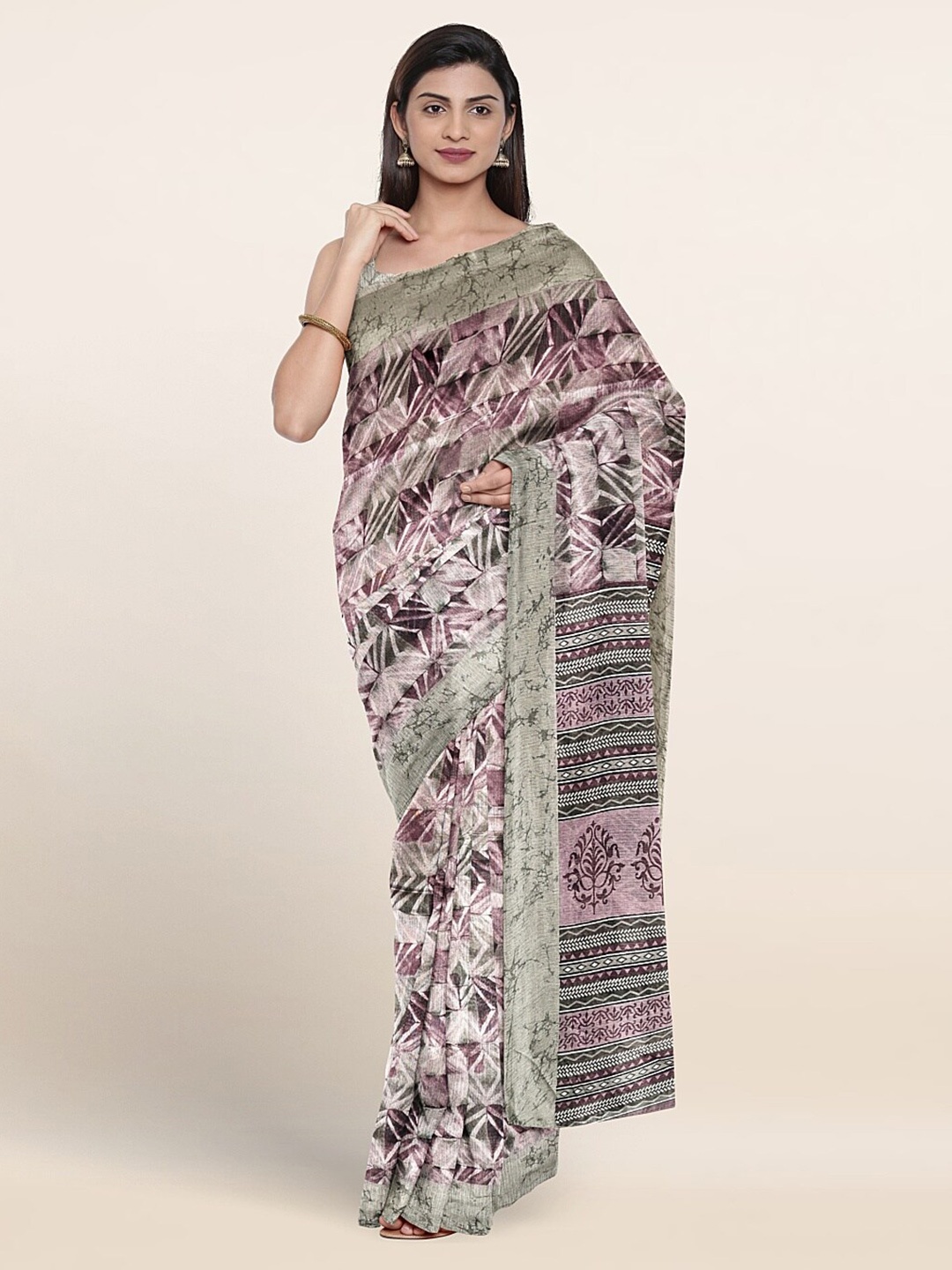 

Pothys Geometric Printed Saree, Purple