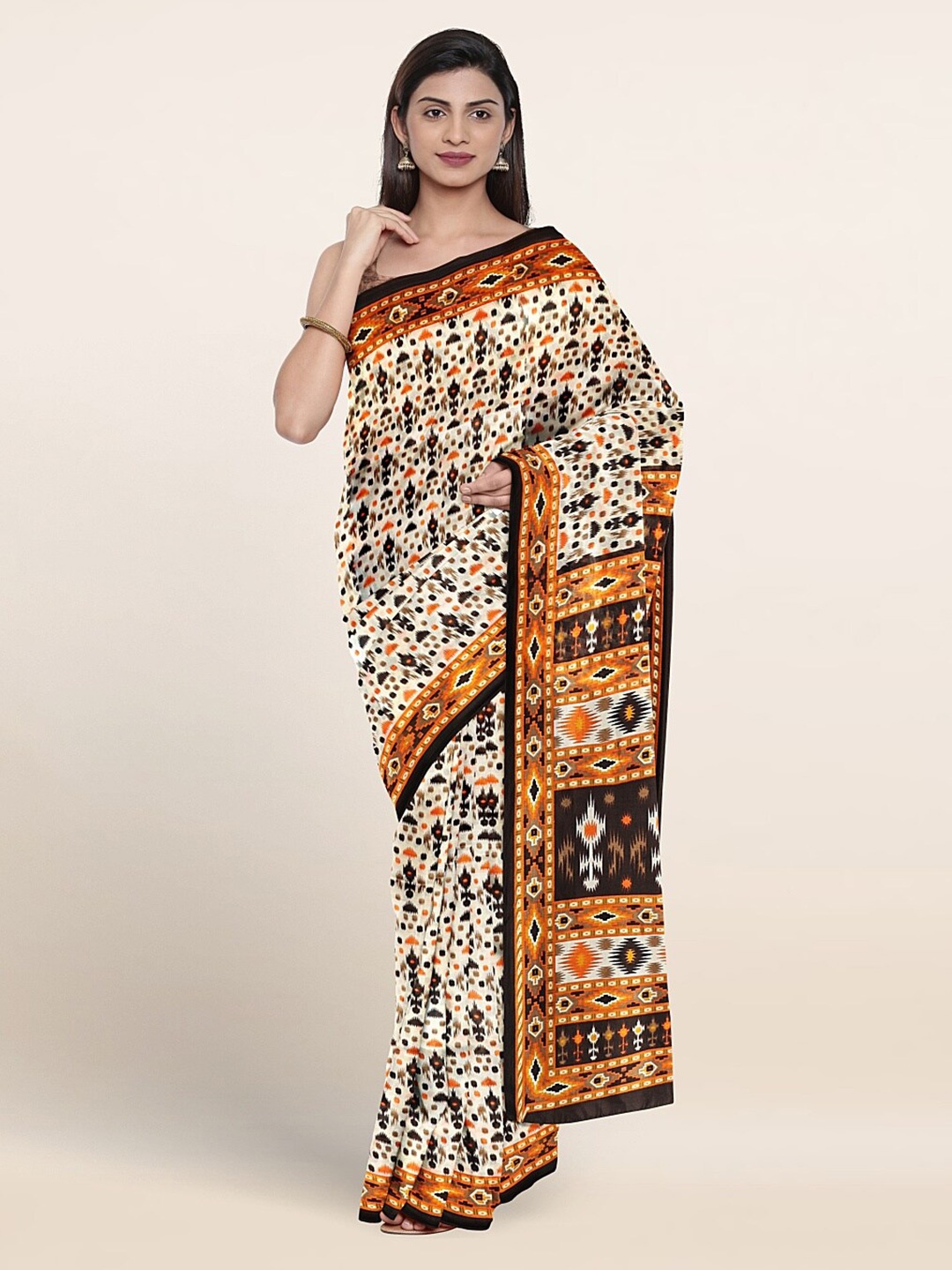 

Pothys Ethnic Motifs Printed Saree, Cream