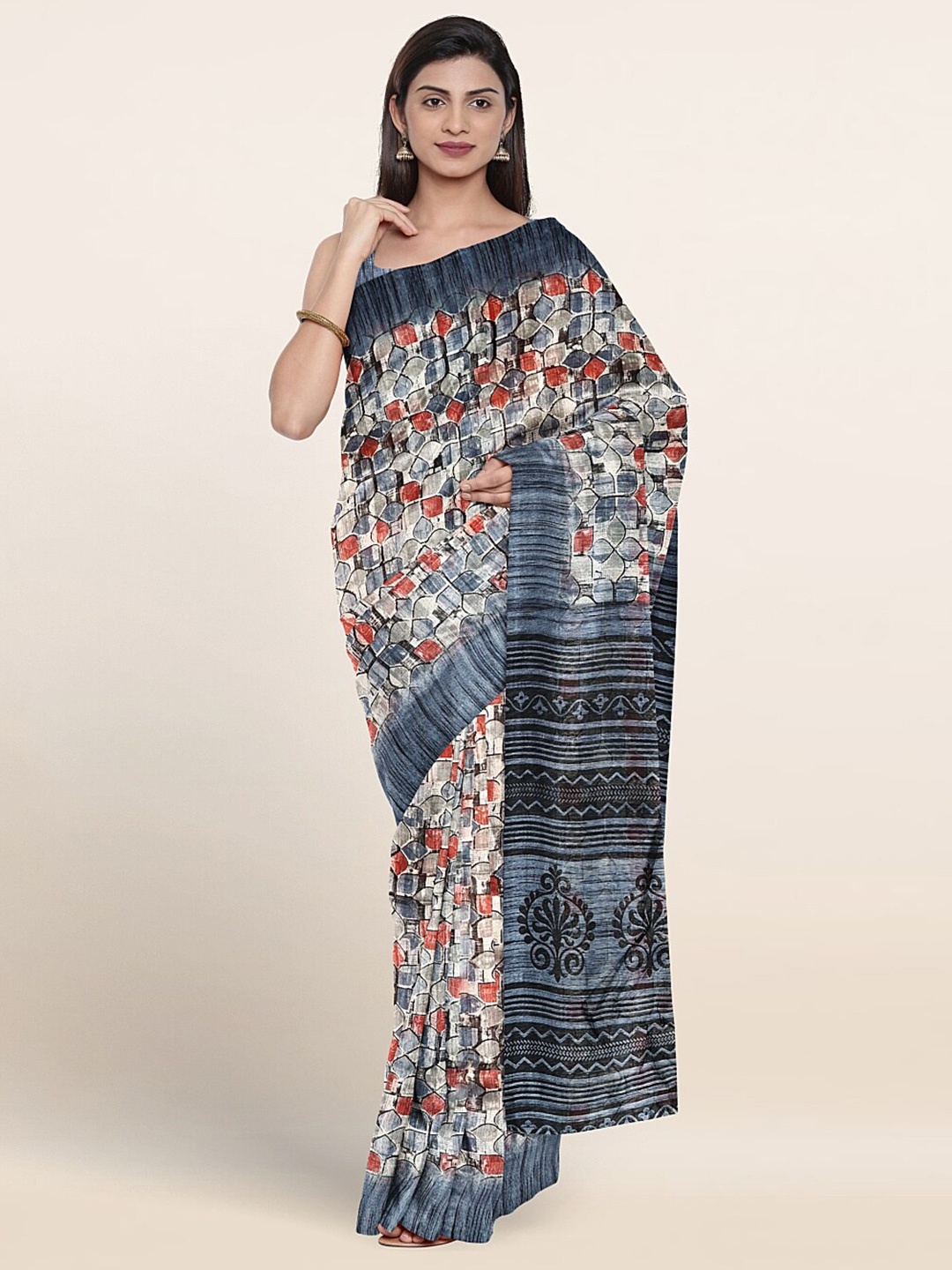 

Pothys Ethnic Motifs Printed Saree, Grey