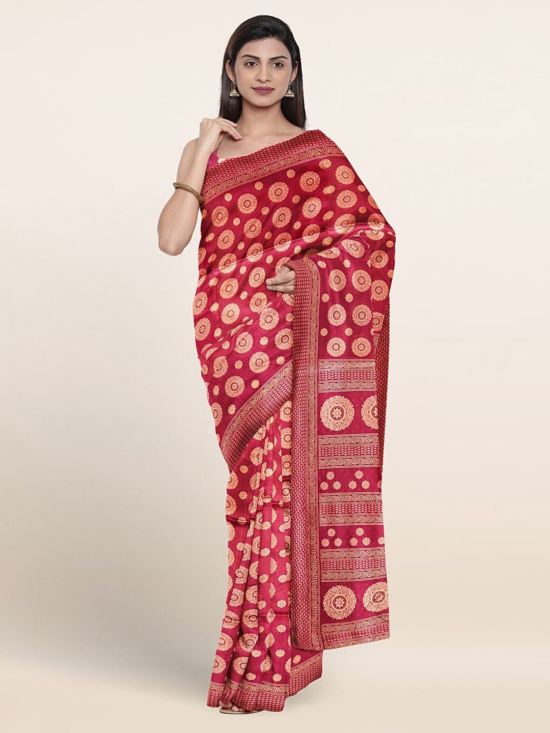

Pothys Ethnic Motifs Printed Saree, Maroon