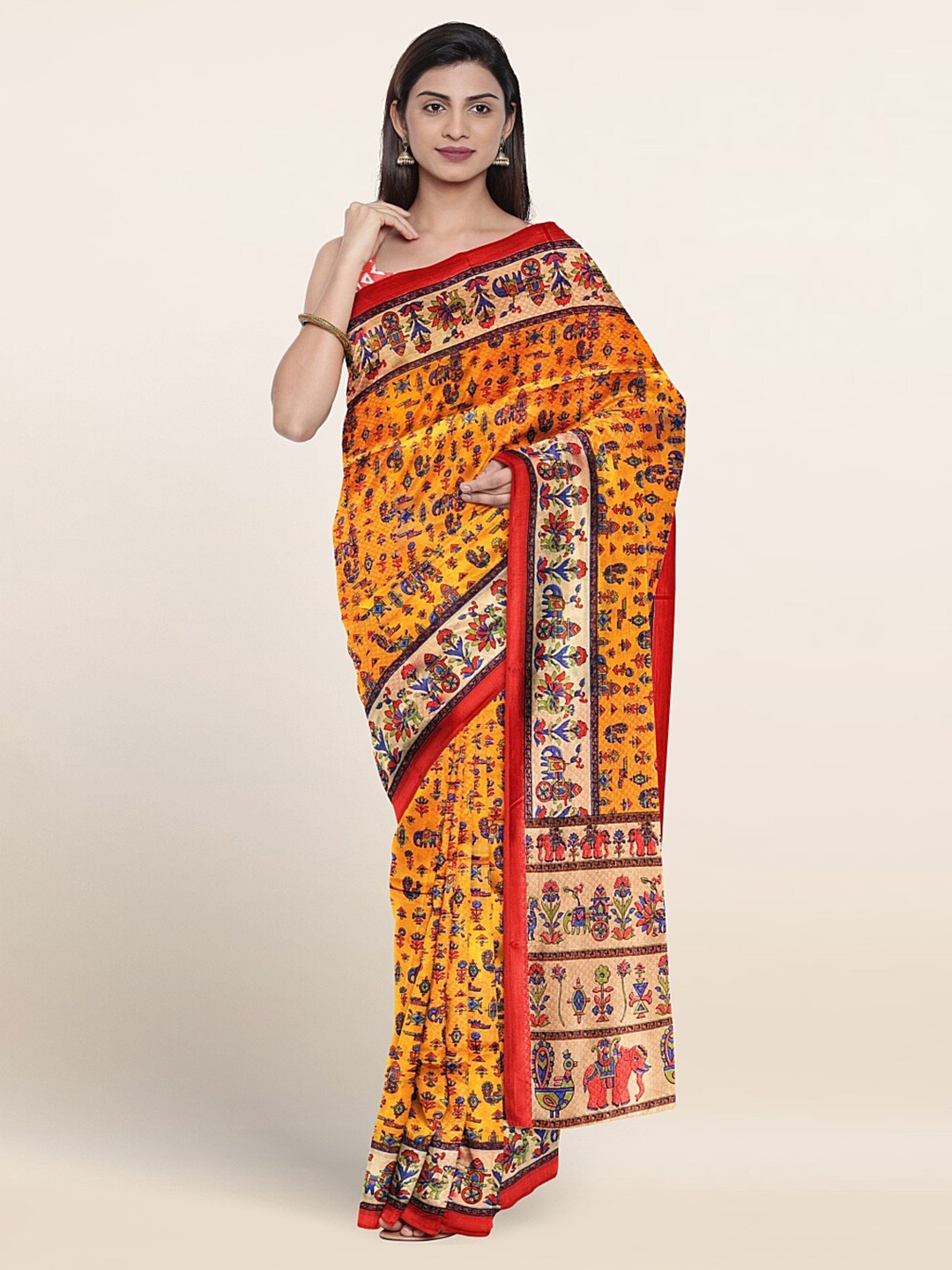 

Pothys Ethnic Motifs Printed Saree, Mustard