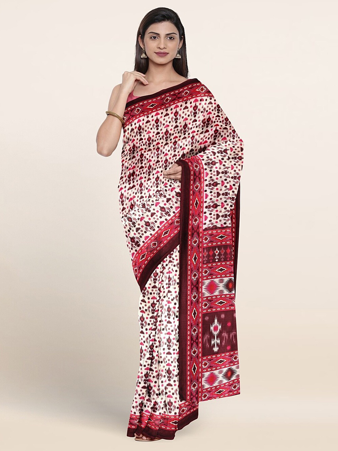

Pothys Ethnic Motifs Printed Saree, Cream