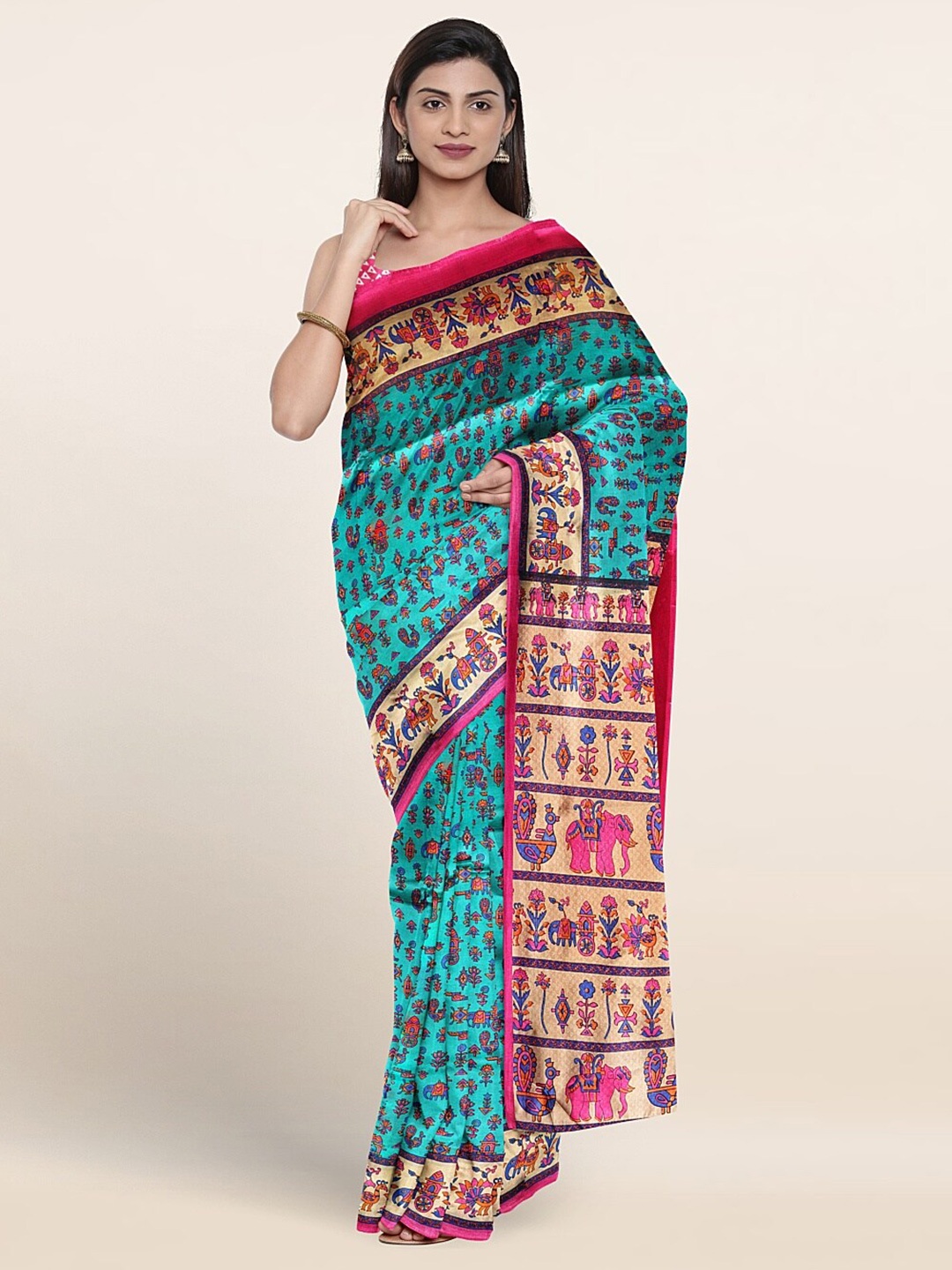 

Pothys Ethnic Motifs Printed Saree, Green