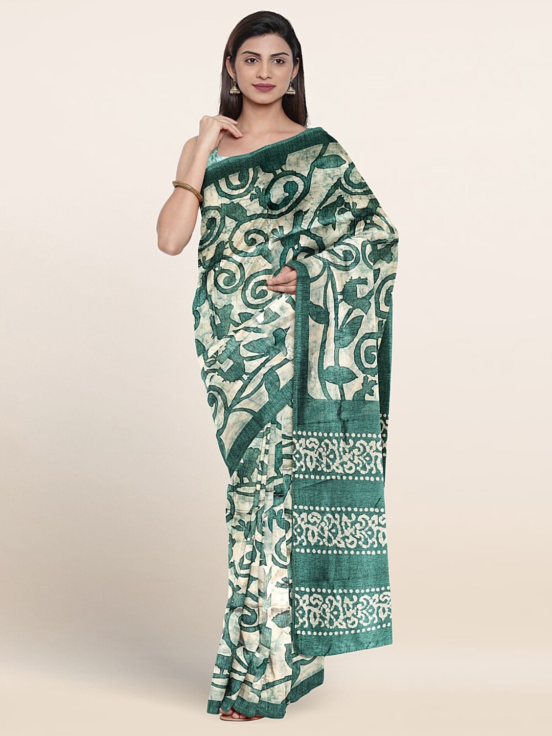 

Pothys Ethnic Motifs Printed Saree, Cream