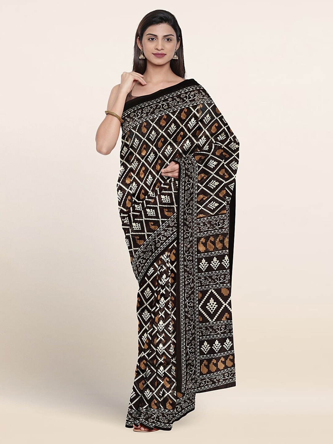 

Pothys Paisley Printed Saree, Brown