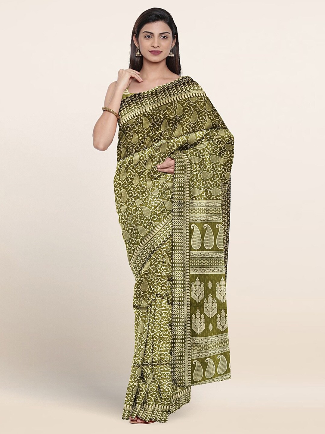 

Pothys Paisley Printed Saree, Green