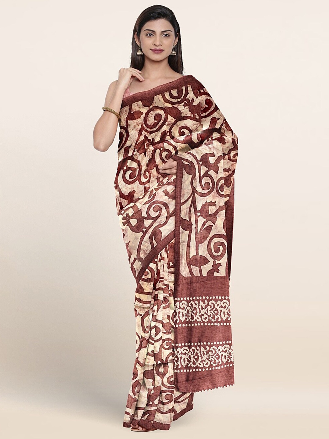 

Pothys Ethnic Motifs Printed Saree, Cream