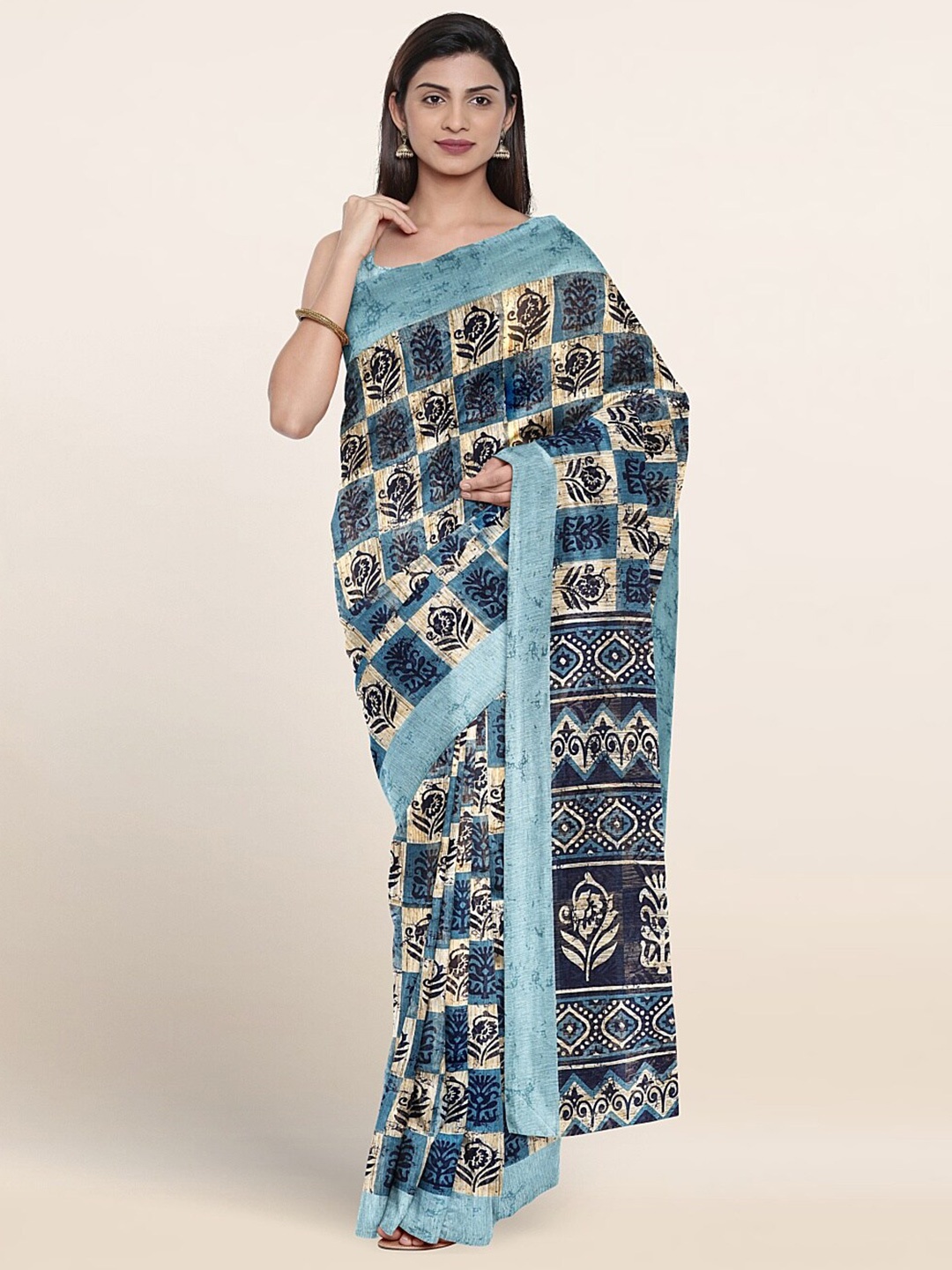 

Pothys Ethnic Motifs Printed Saree, Blue