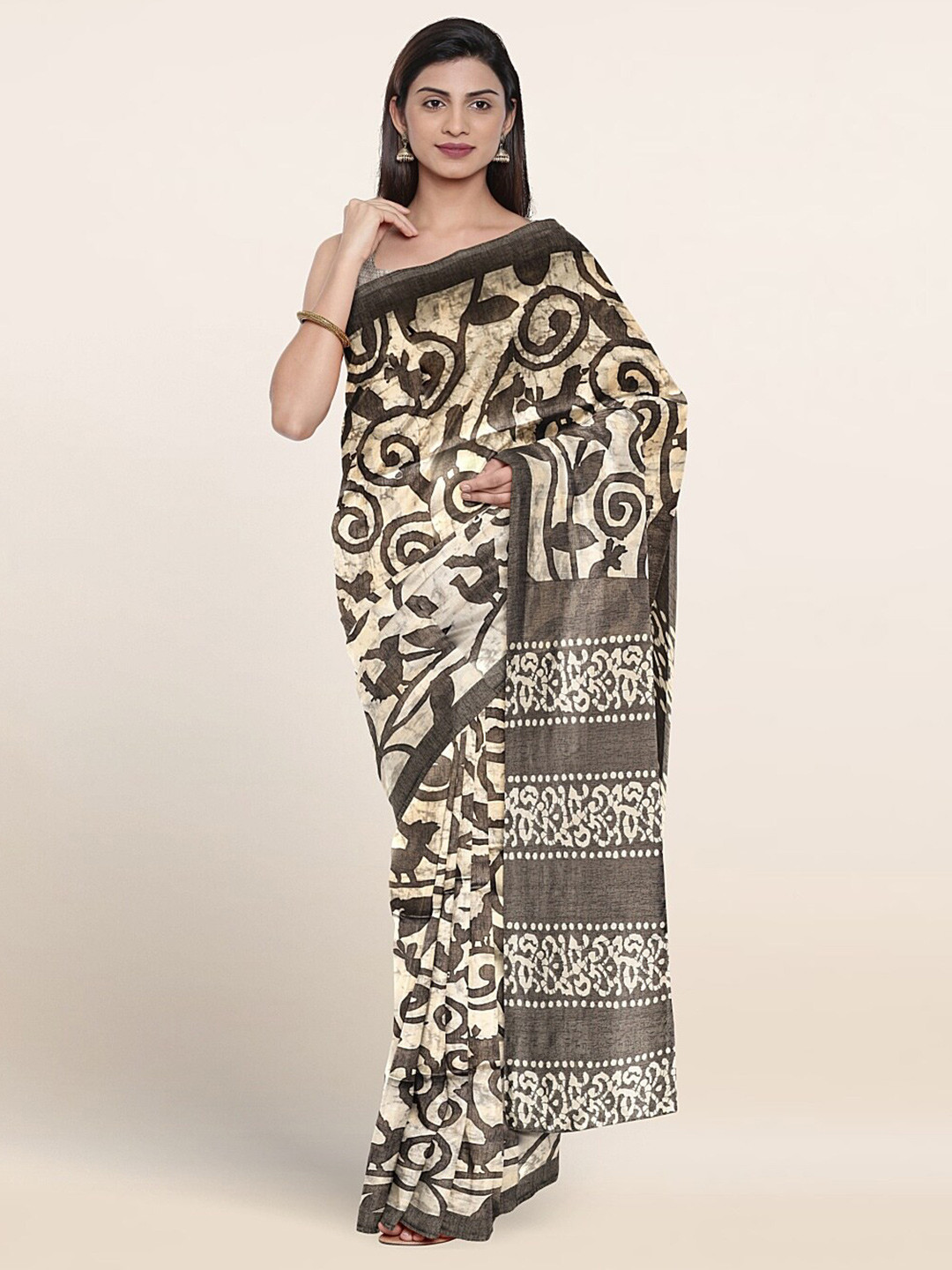 

Pothys Ethnic Motifs Printed Saree, Cream