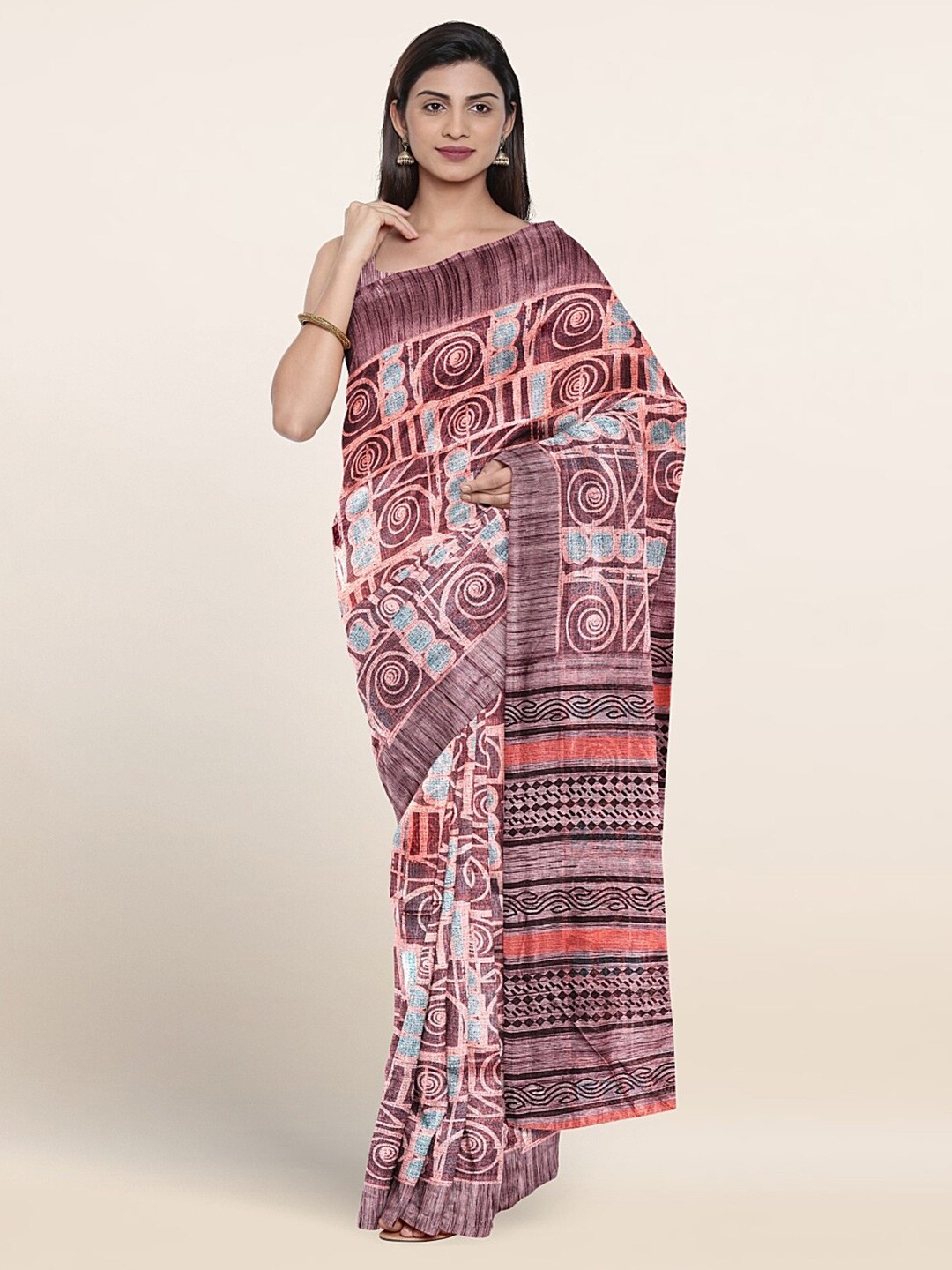 

Pothys Geometric Printed Saree, Purple