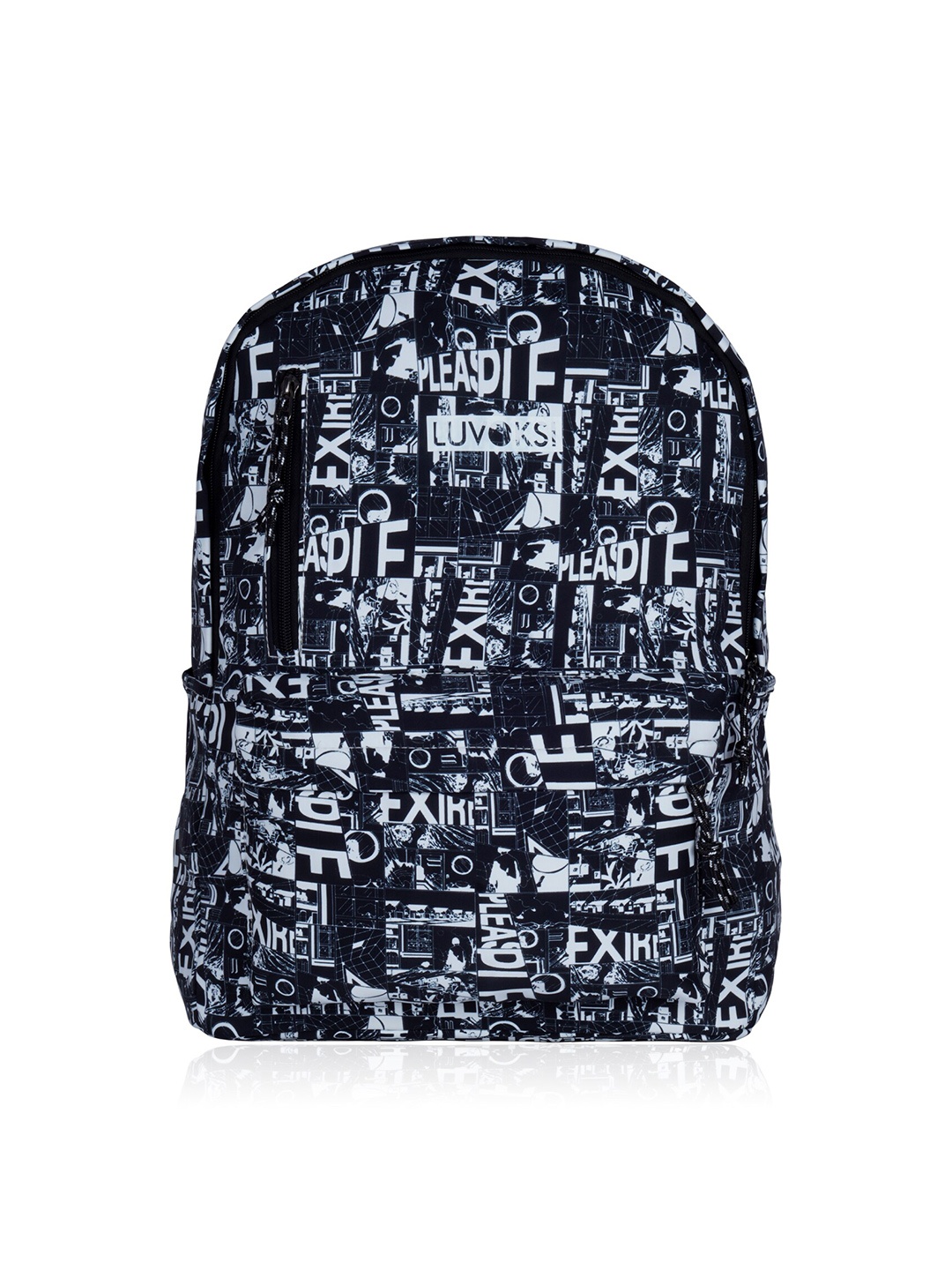 

Luvoksi Typography Printed Backpack, Black