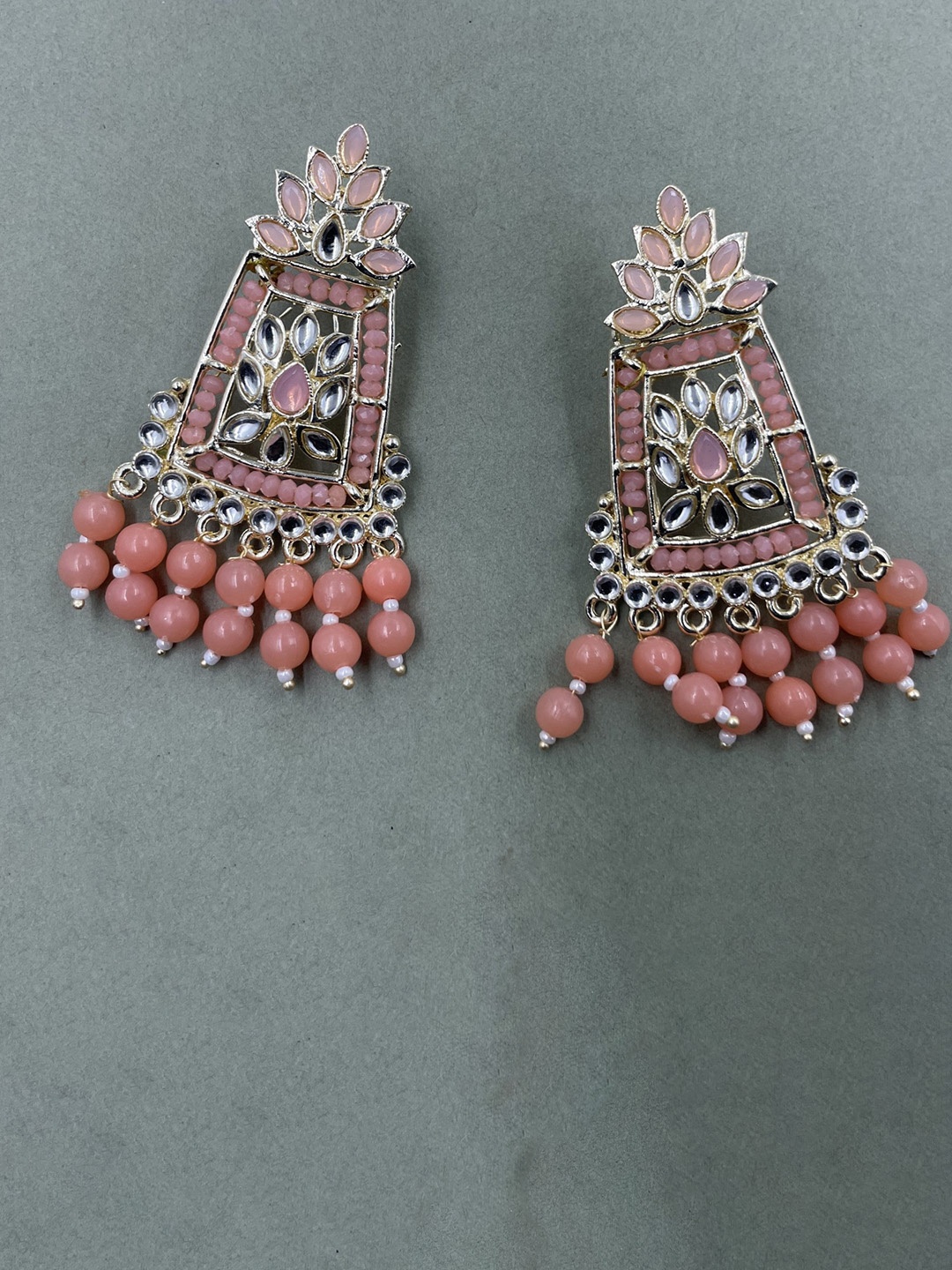 

Rhymee Gold-Plated Kundan-Studded & Beaded Floral Drop Earrings