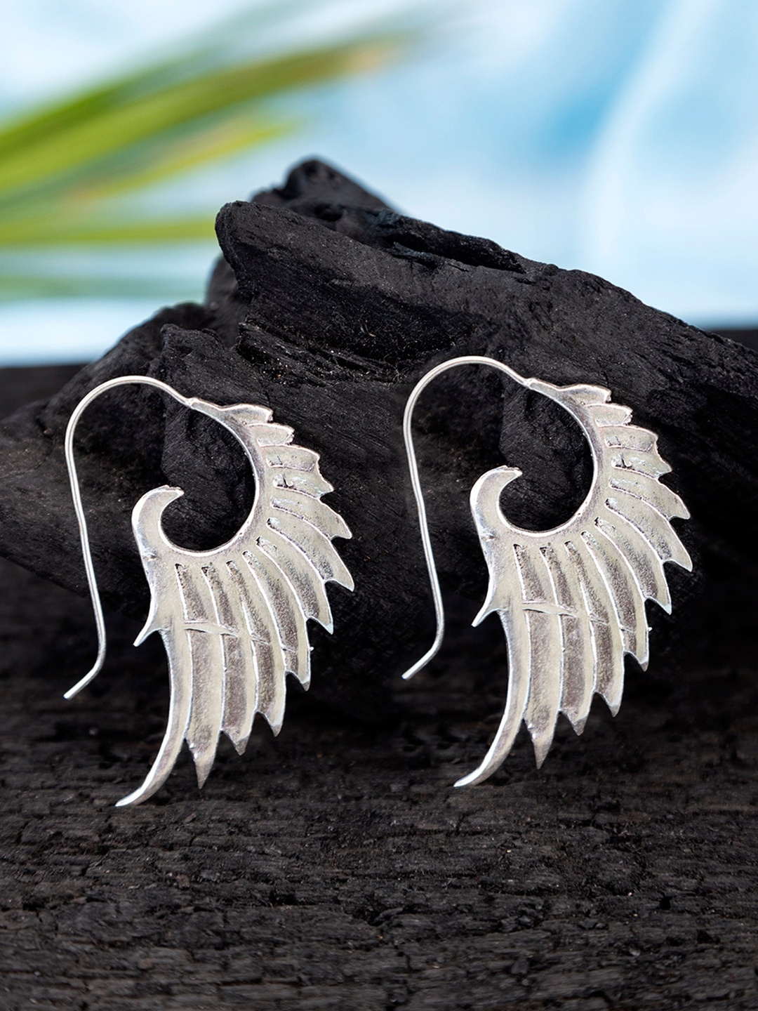 

Studio One Love Silver-Toned Contemporary Hoop Earrings