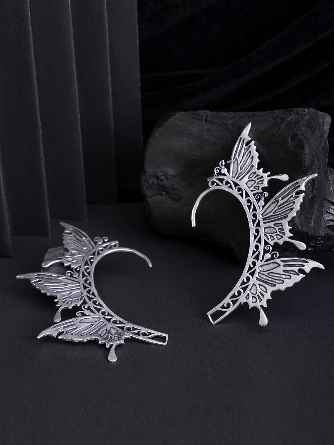 

Studio One Love Silver-Toned Contemporary Ear Cuff Earrings
