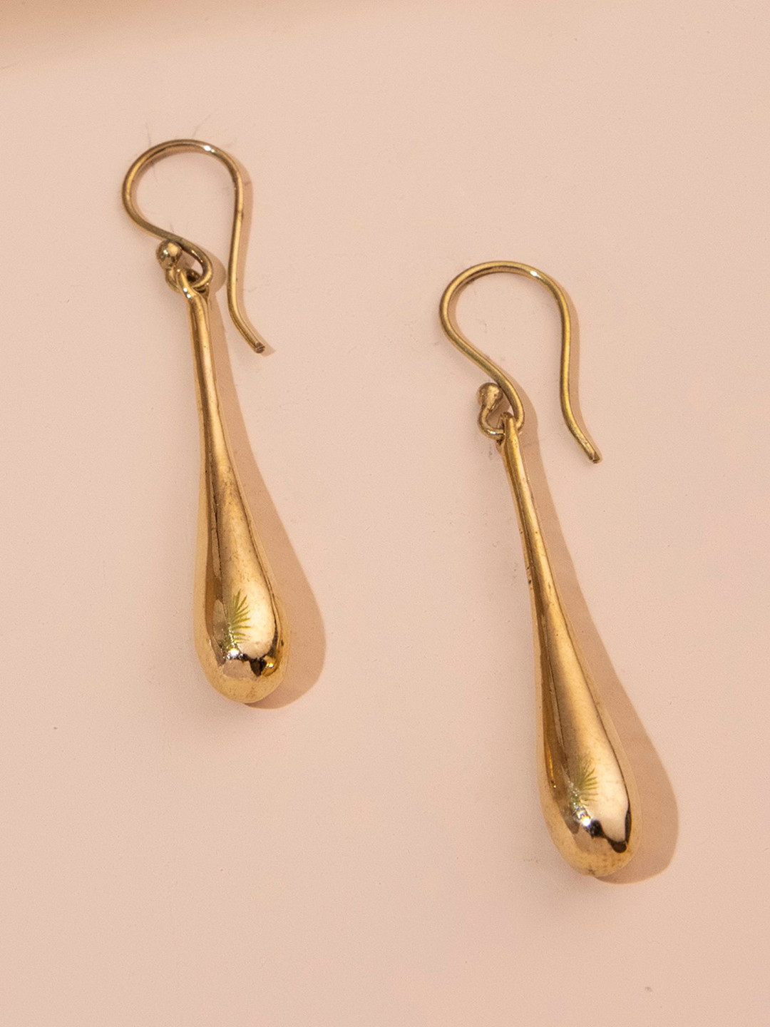 

Studio One Love Brass-Plated Contemporary Drop Earrings, Gold