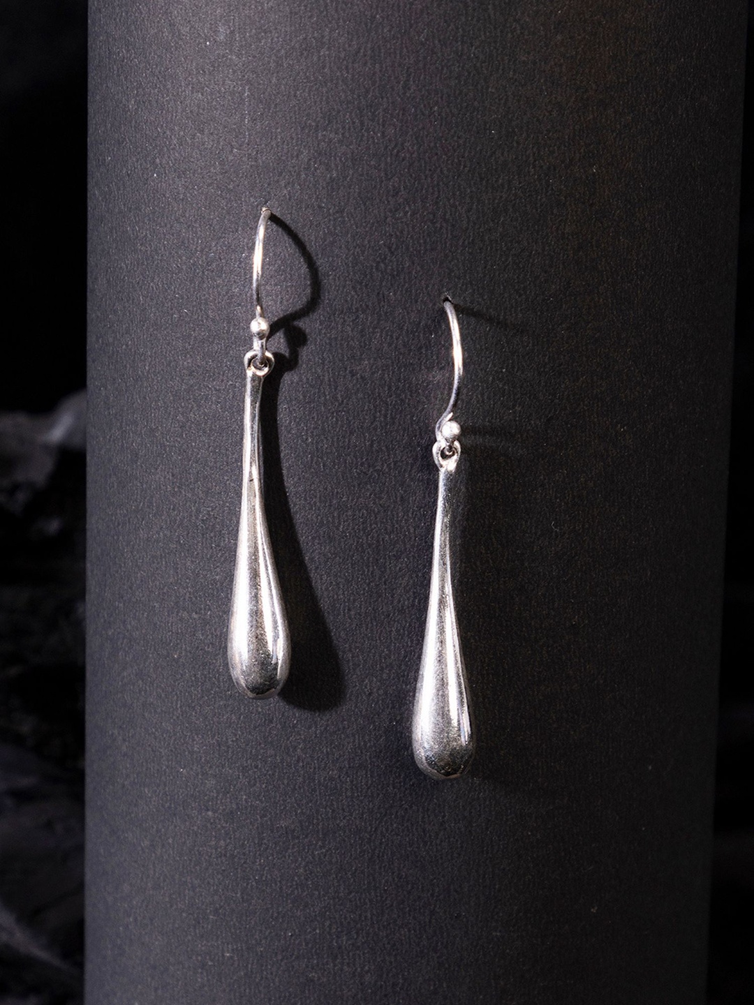 

Studio One Love Brass-Plated Contemporary Drop Earrings, Silver