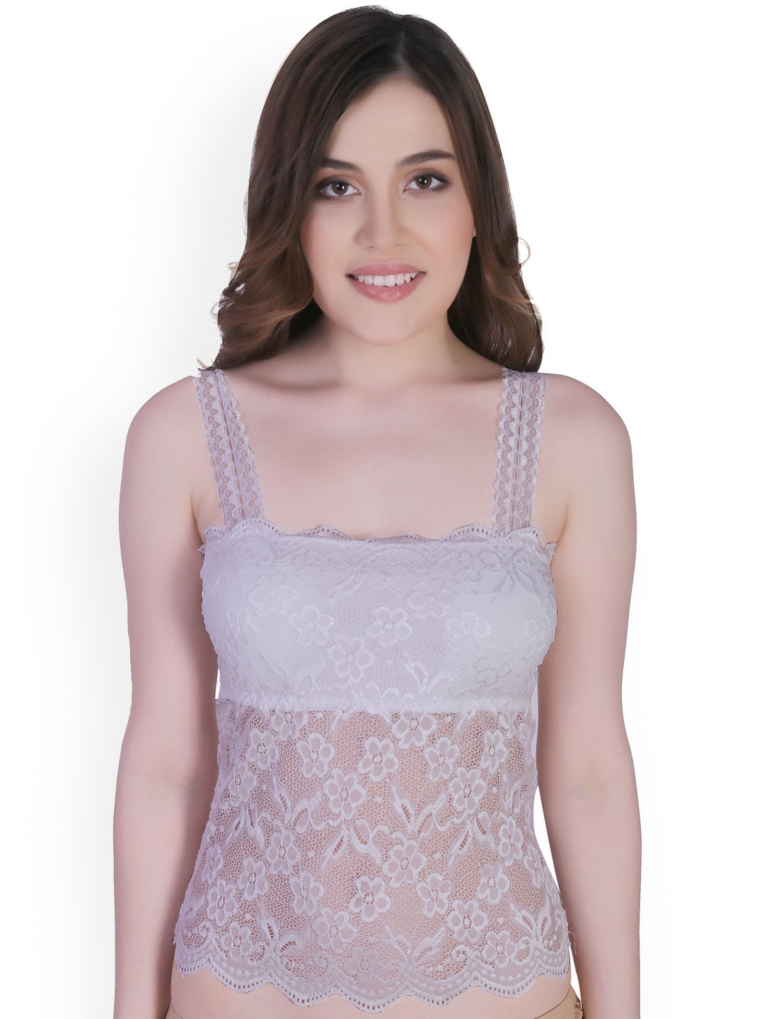 

PLUMBURY Floral Lace Padded Camisole, White