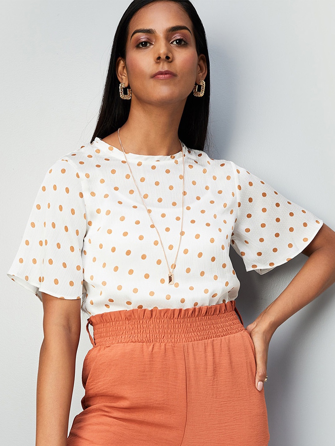 

max Polka Dots Printed Regular Top, White