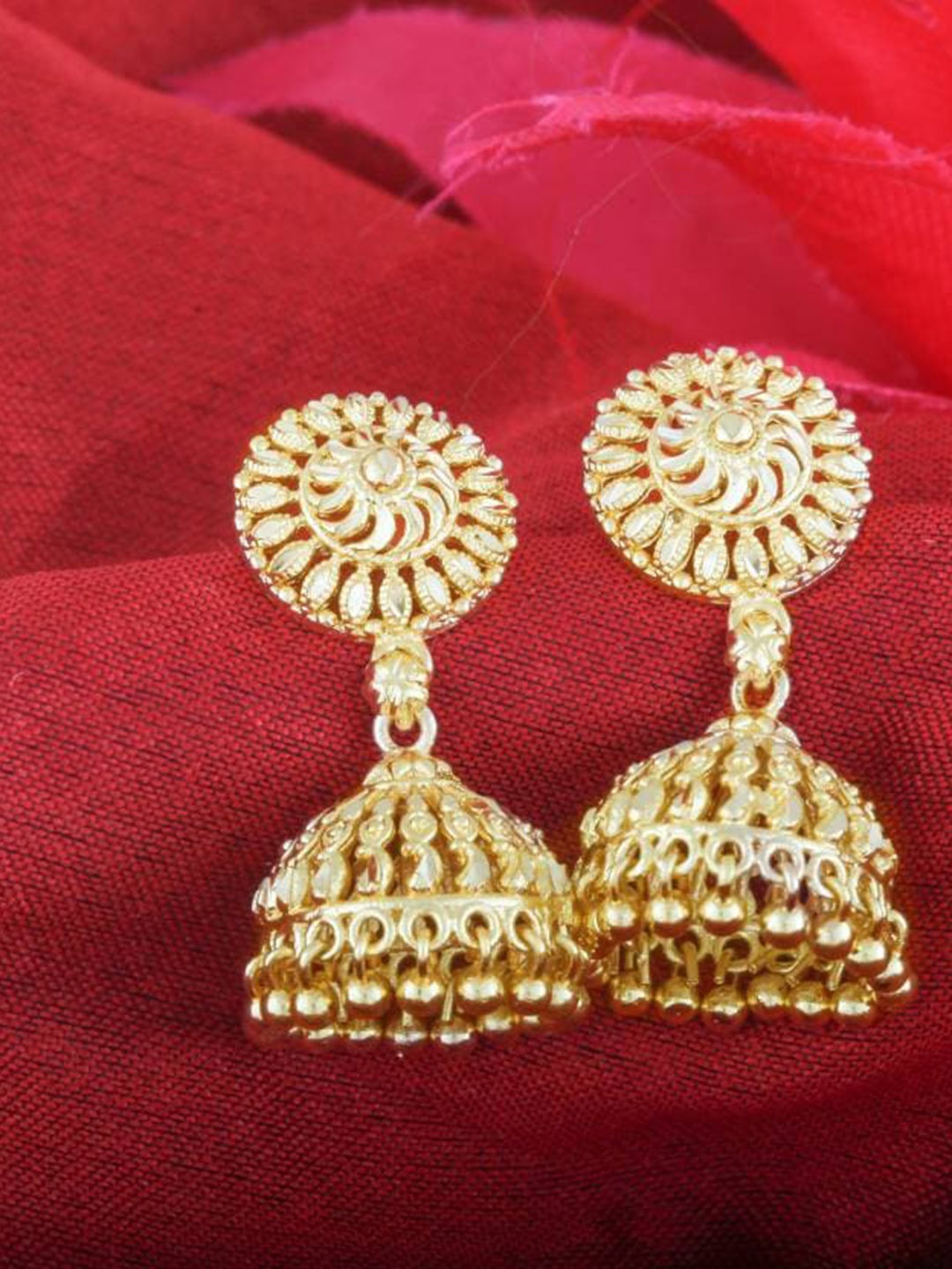 

KARISHMA KREATIONS Gold-Plated Dome Shaped Jhumkas