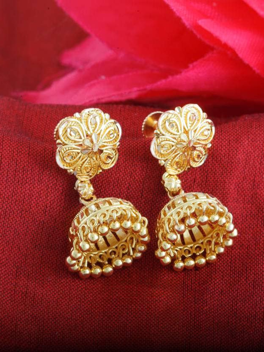 

KARISHMA KREATIONS Contemporary Jhumkas Earrings, Gold